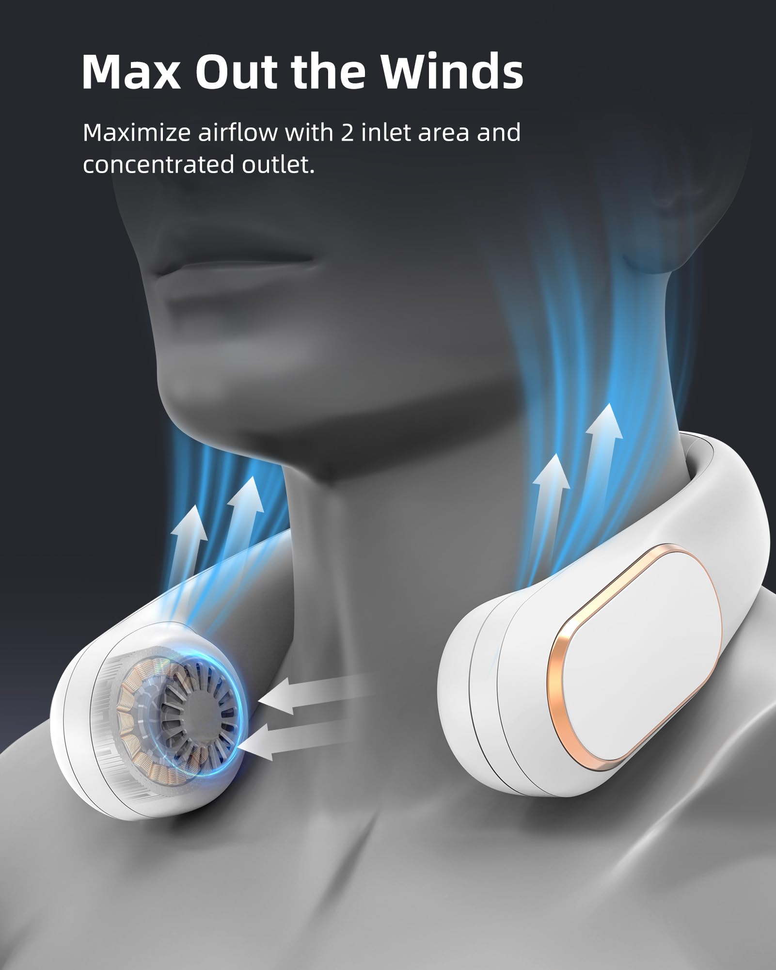 Foto 4 pulgar | Ventilador de Cuello Koonie Recargable de 5 Velocidades Portátil Sin Aspas - Venta Internacional