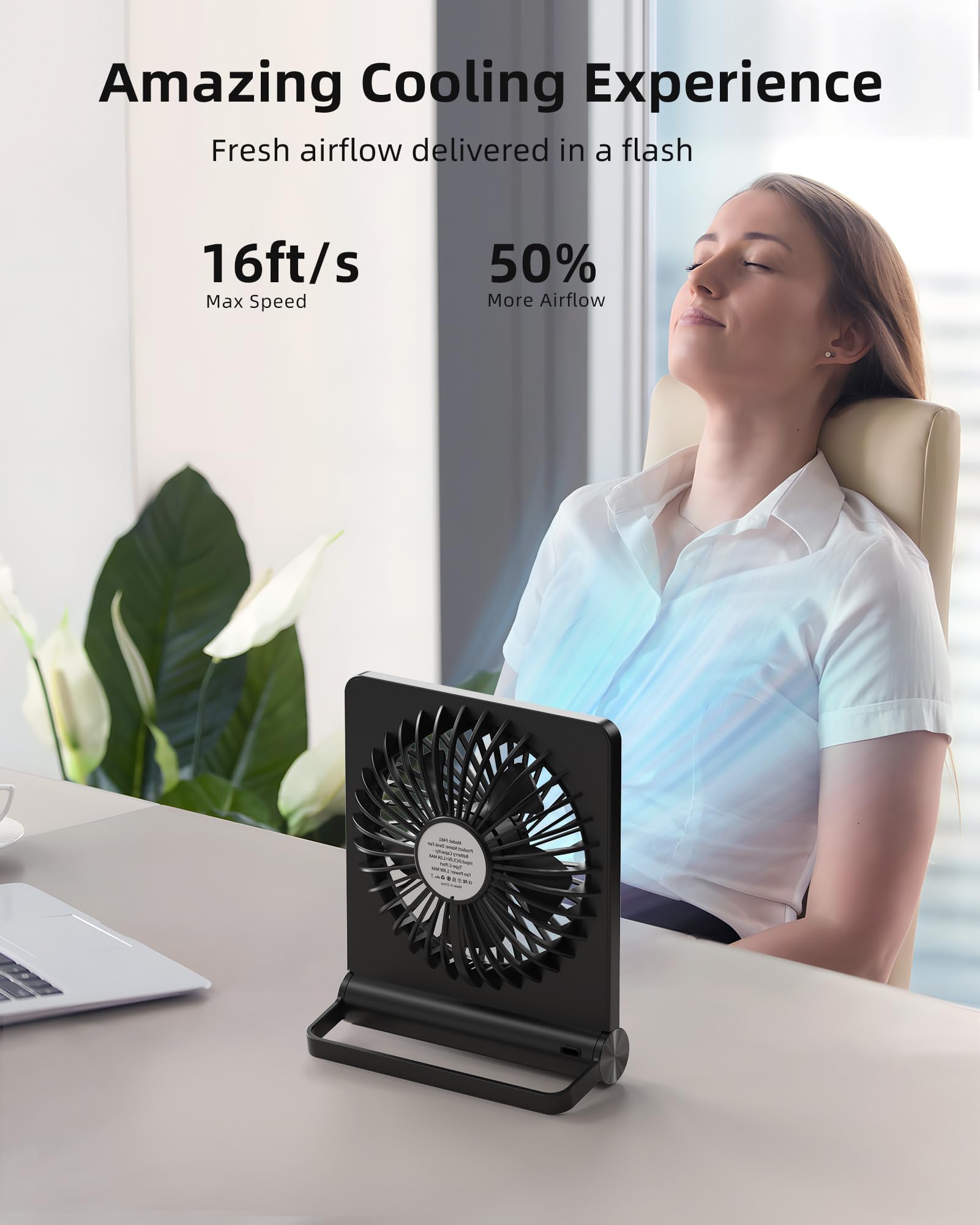 Foto 4 pulgar | Ventilador de Escritorio Koonie de 3 Velocidades Recargable Por Usb - Venta Internacional