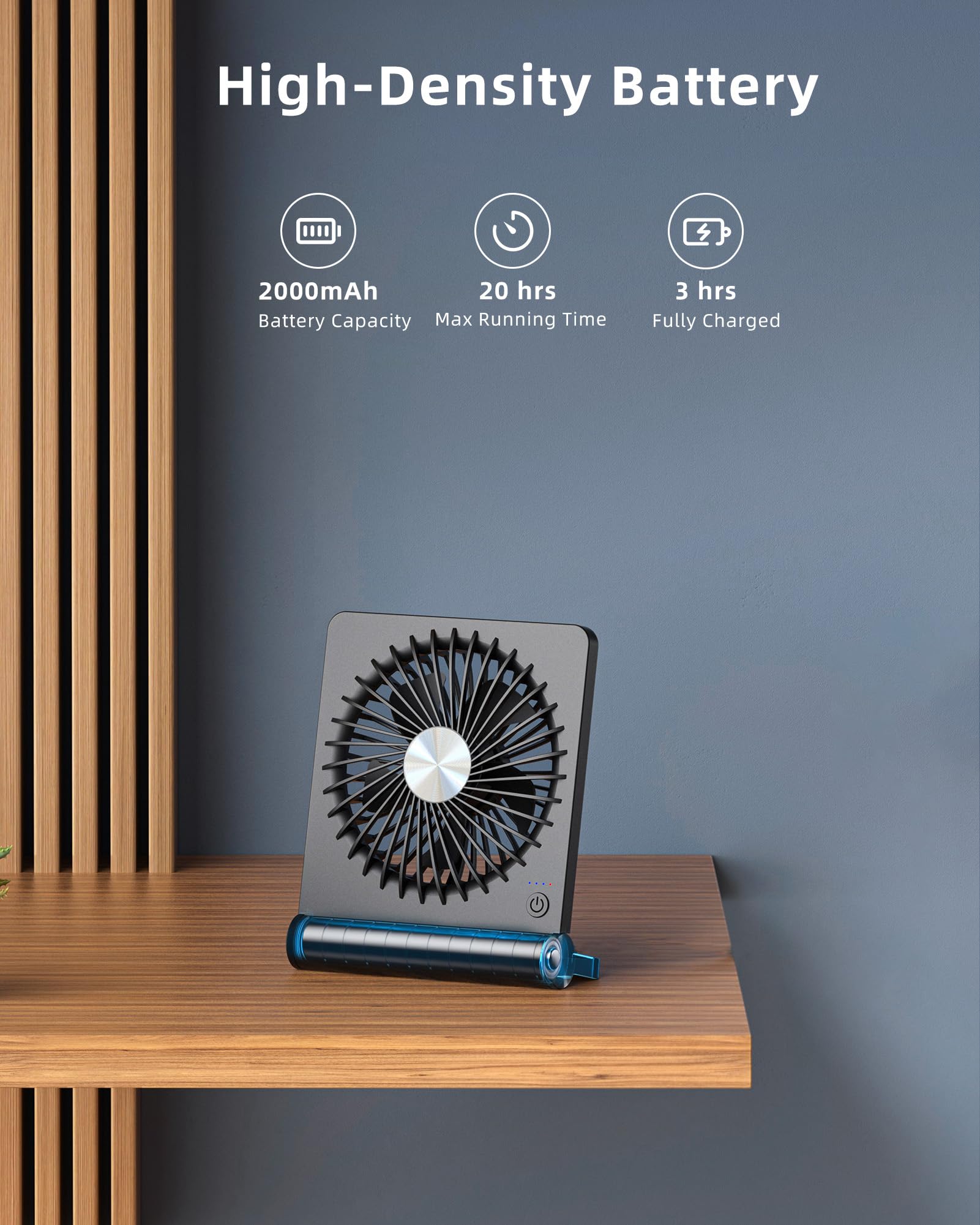 Foto 5 pulgar | Ventilador de Escritorio Koonie de 3 Velocidades Recargable Por Usb - Venta Internacional