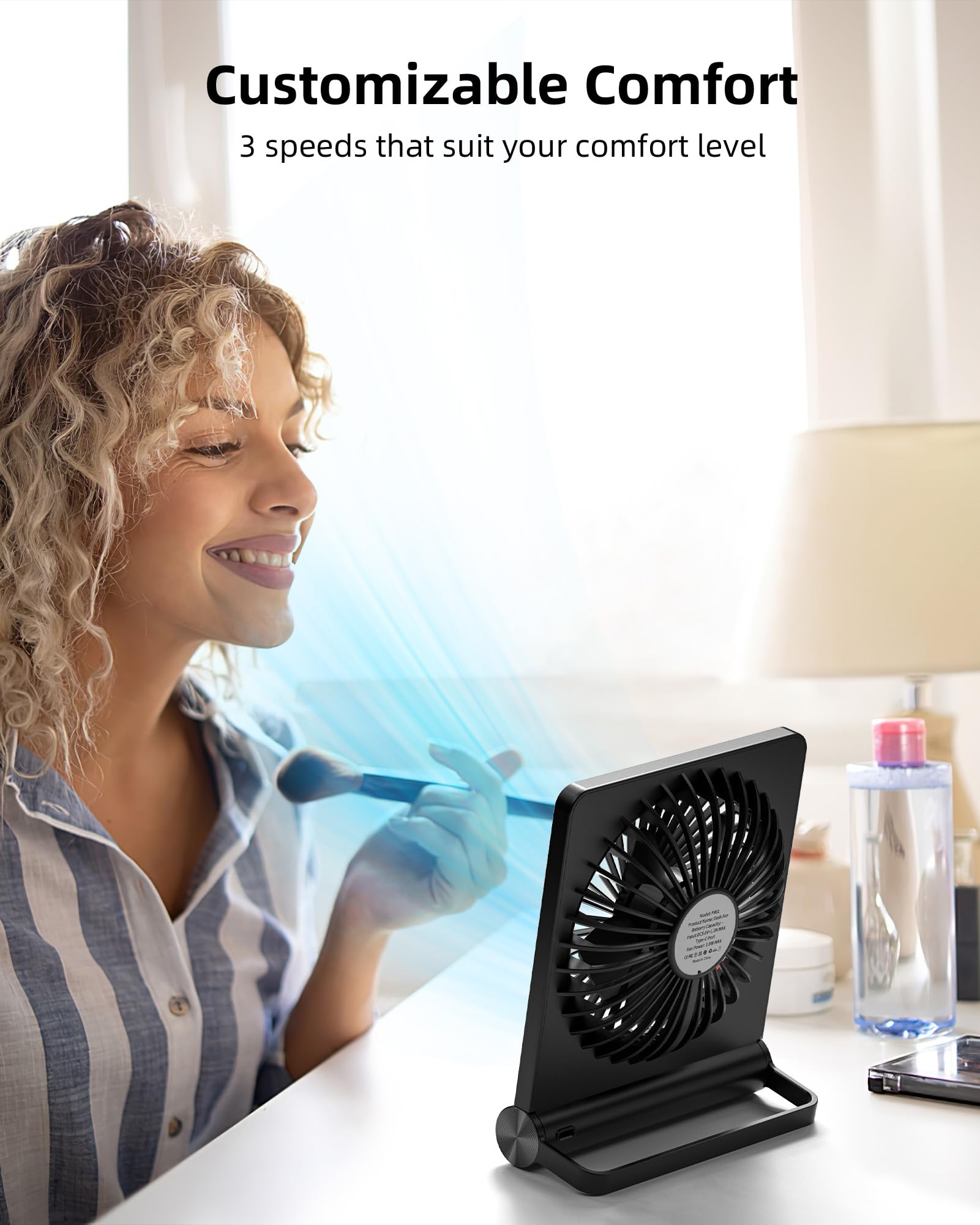Foto 7 pulgar | Ventilador de Escritorio Koonie de 3 Velocidades Recargable Por Usb - Venta Internacional