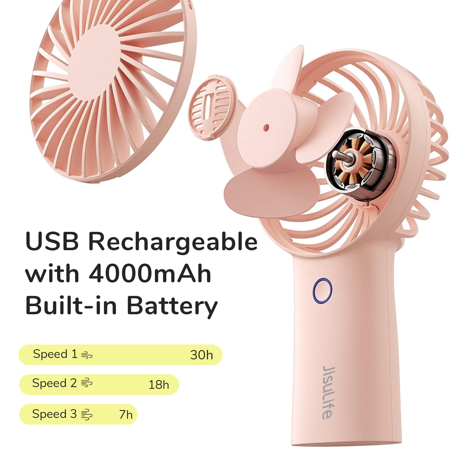 Foto 3 pulgar | Ventilador Portátil JISULIFE Recargable USB 4000mAh - Multicolor