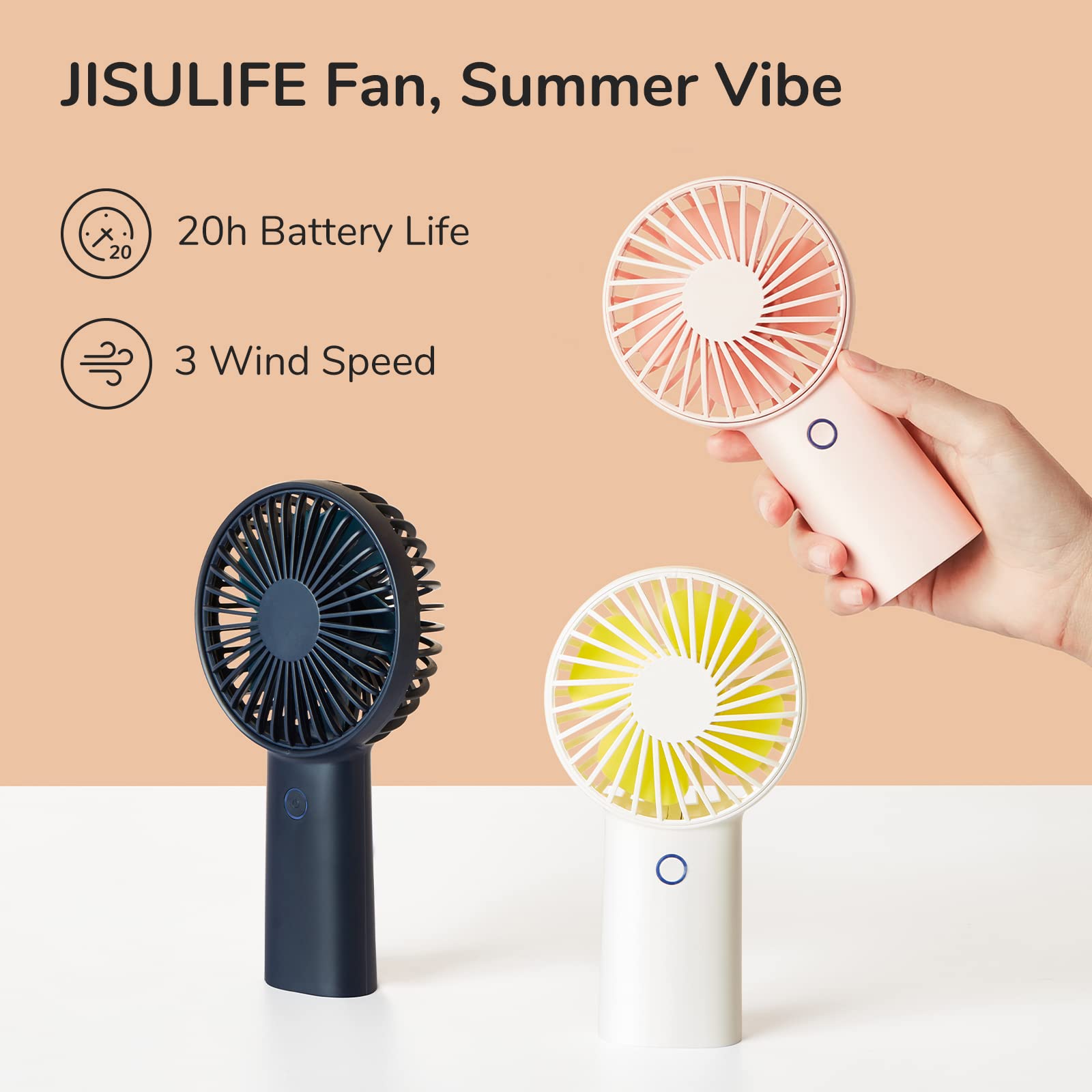 Foto 4 pulgar | Ventilador Portátil JISULIFE Recargable USB 4000mAh - Multicolor