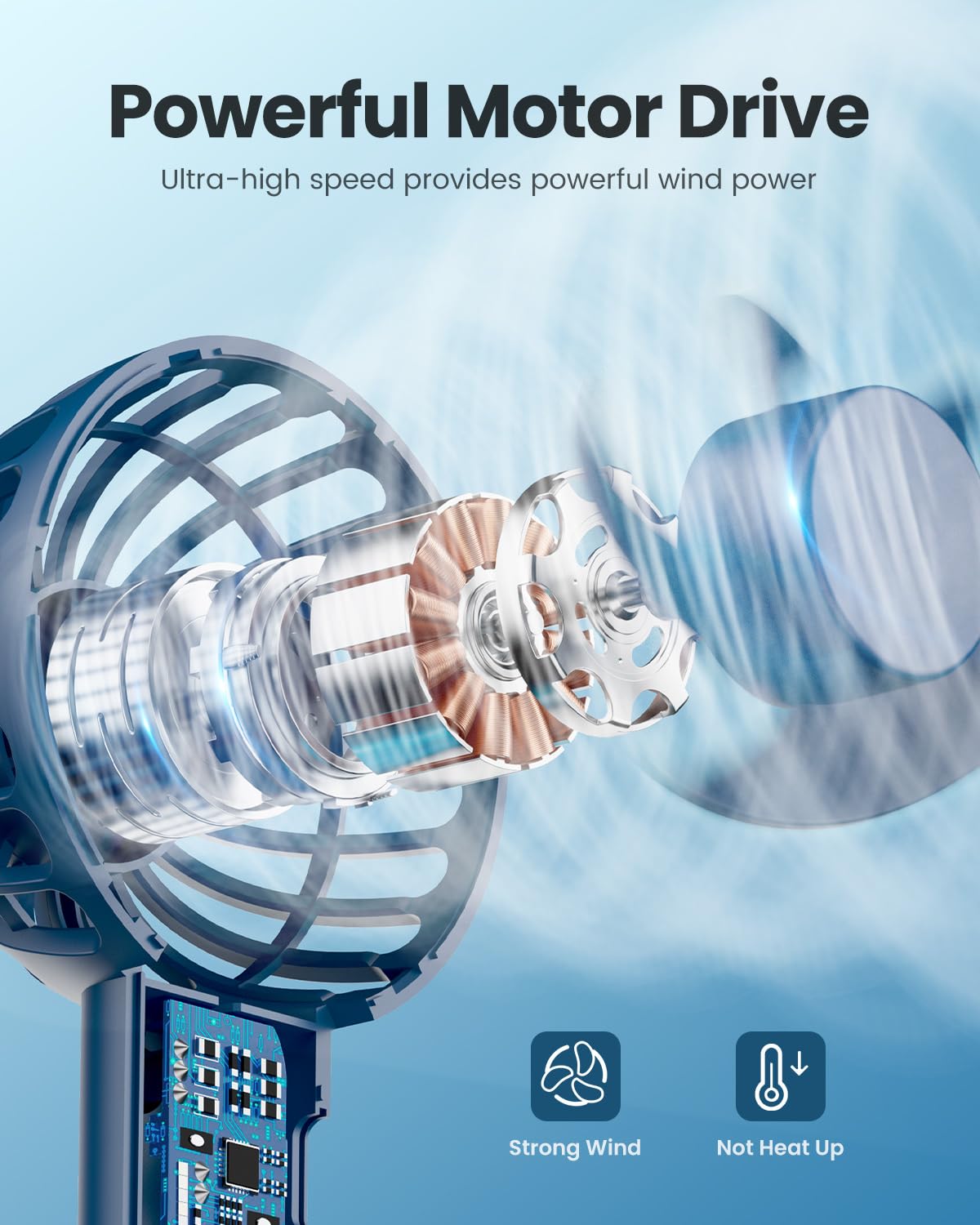 Foto 4 pulgar | Mini Ventilador Portátil Gaiatop Bp26 Azul Marino Recargable - Venta Internacional.