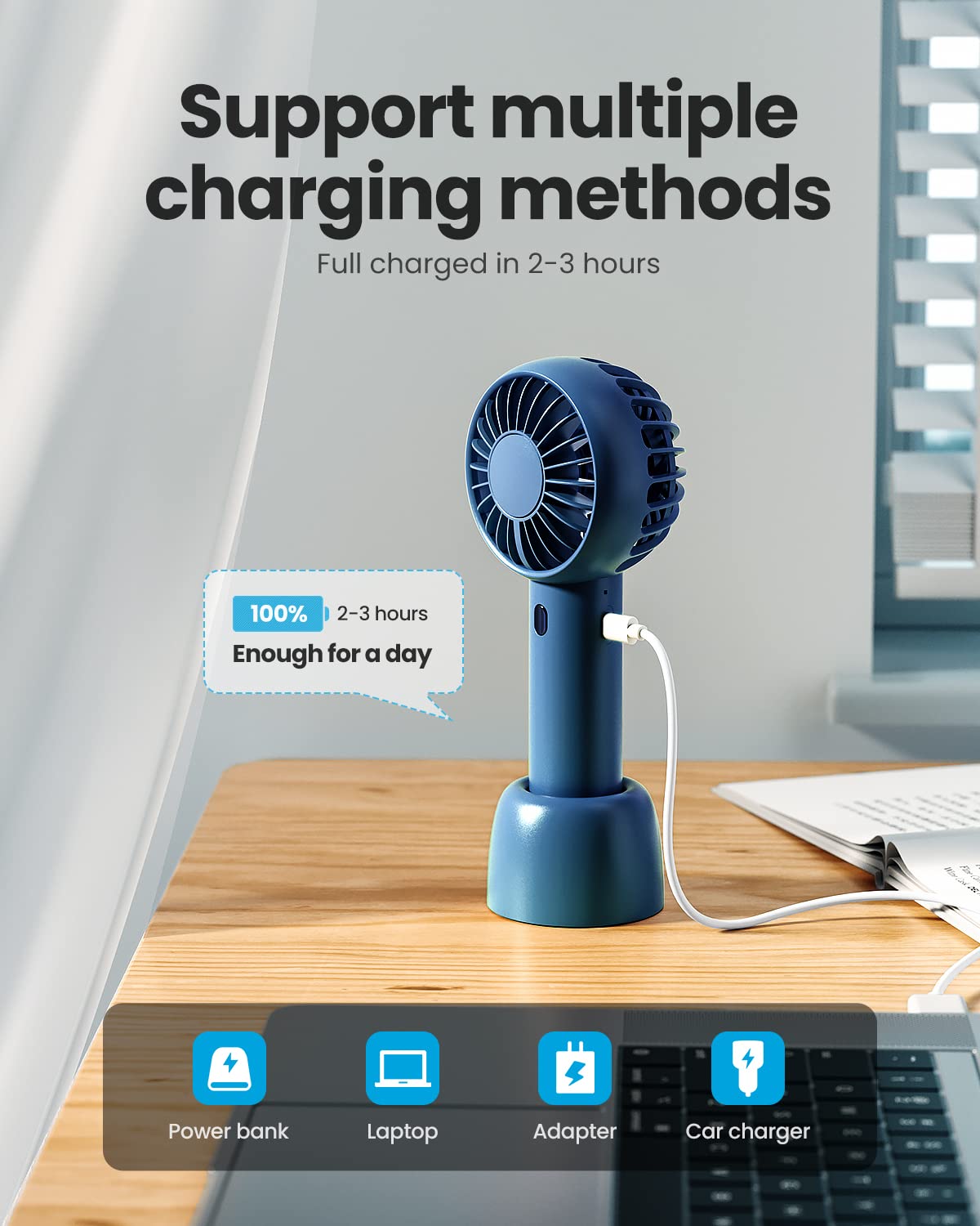 Foto 6 | Mini Ventilador Portátil Gaiatop Bp26 Azul Marino Recargable - Venta Internacional.