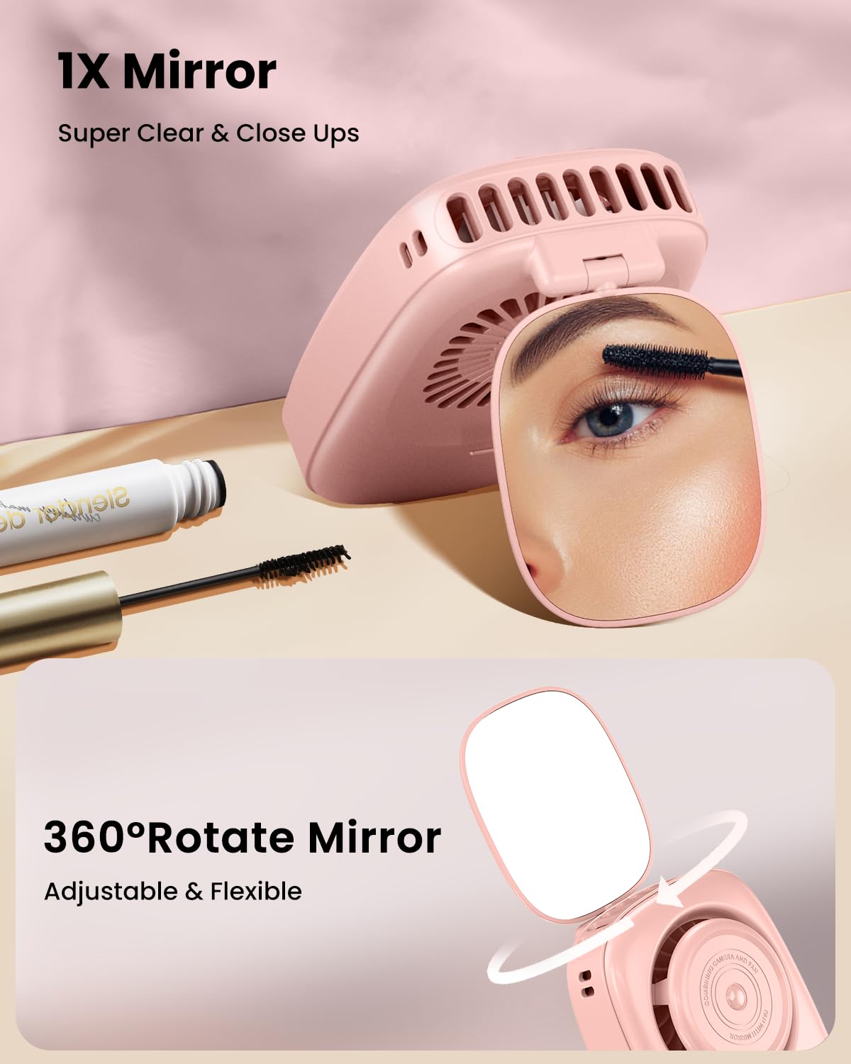 Foto 4 pulgar | Ventilador De Cuello Portátil Gaiatop Mini Recargable Con Espejo Giratorio De 360° - Venta Internacional.