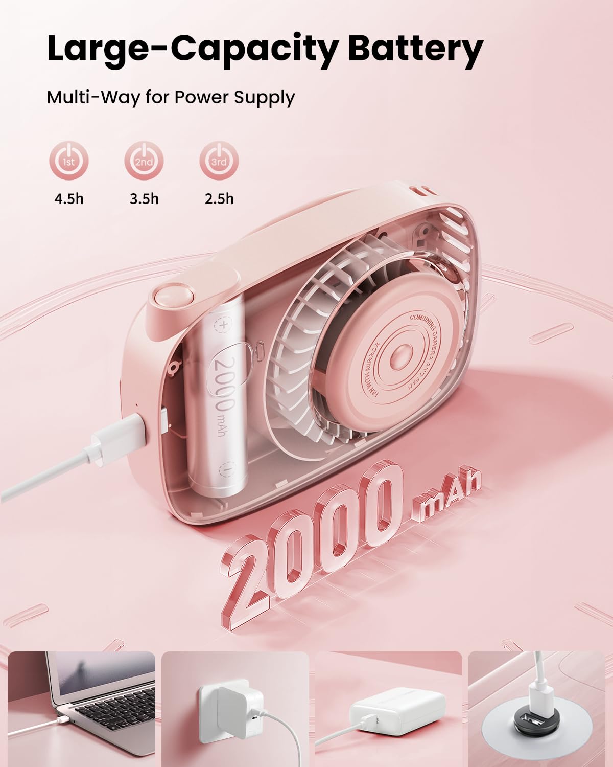 Foto 6 pulgar | Ventilador De Cuello Portátil Gaiatop Mini Recargable Con Espejo Giratorio De 360° - Venta Internacional.