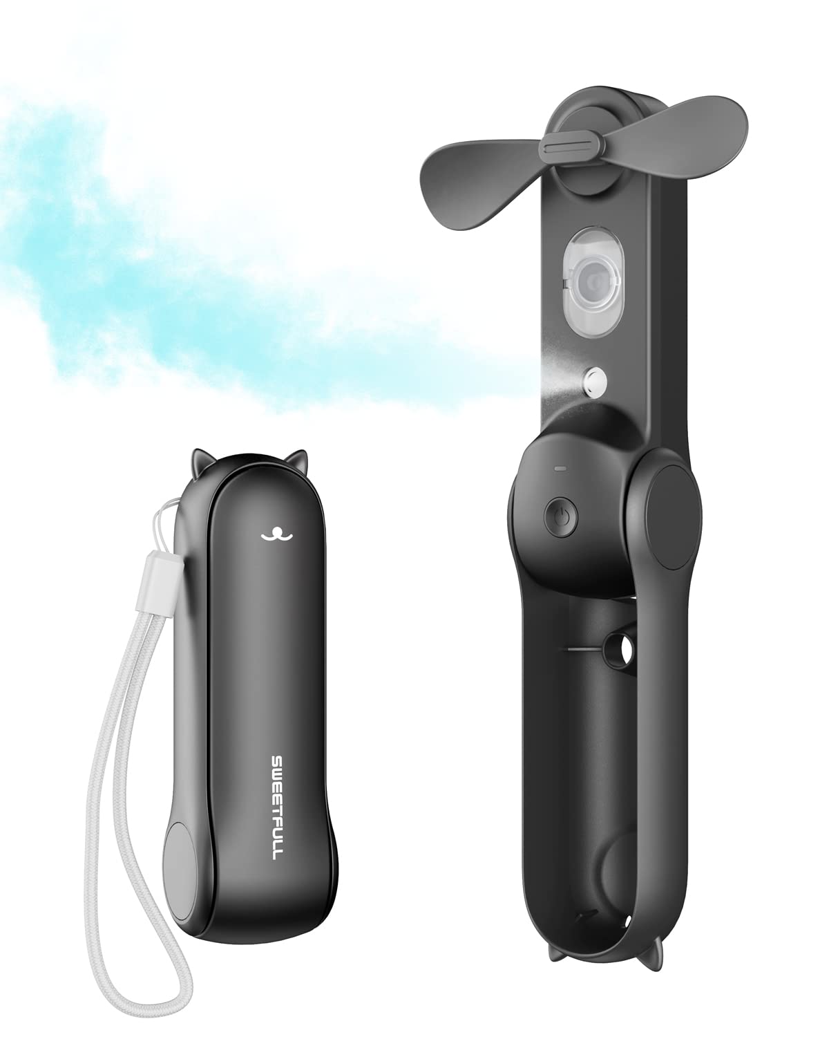 Ventilador Nebulizador Portátil Sweetfull, Portátil, Recargable, Negro - Venta Internacional.