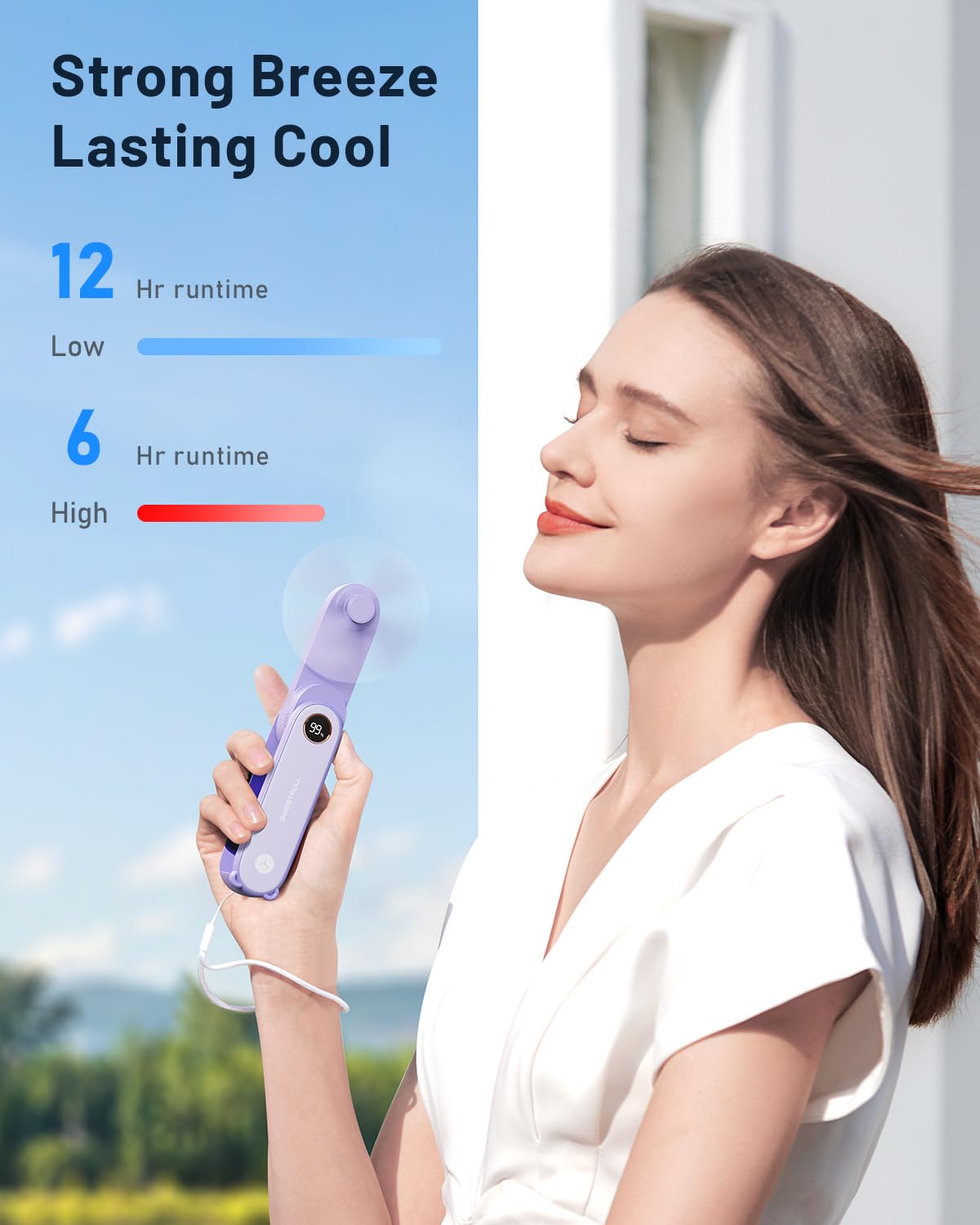 Foto 2 | Miniventilador Portátil Sweetfull Con Pantalla Led Y Linterna - Venta Internacional.