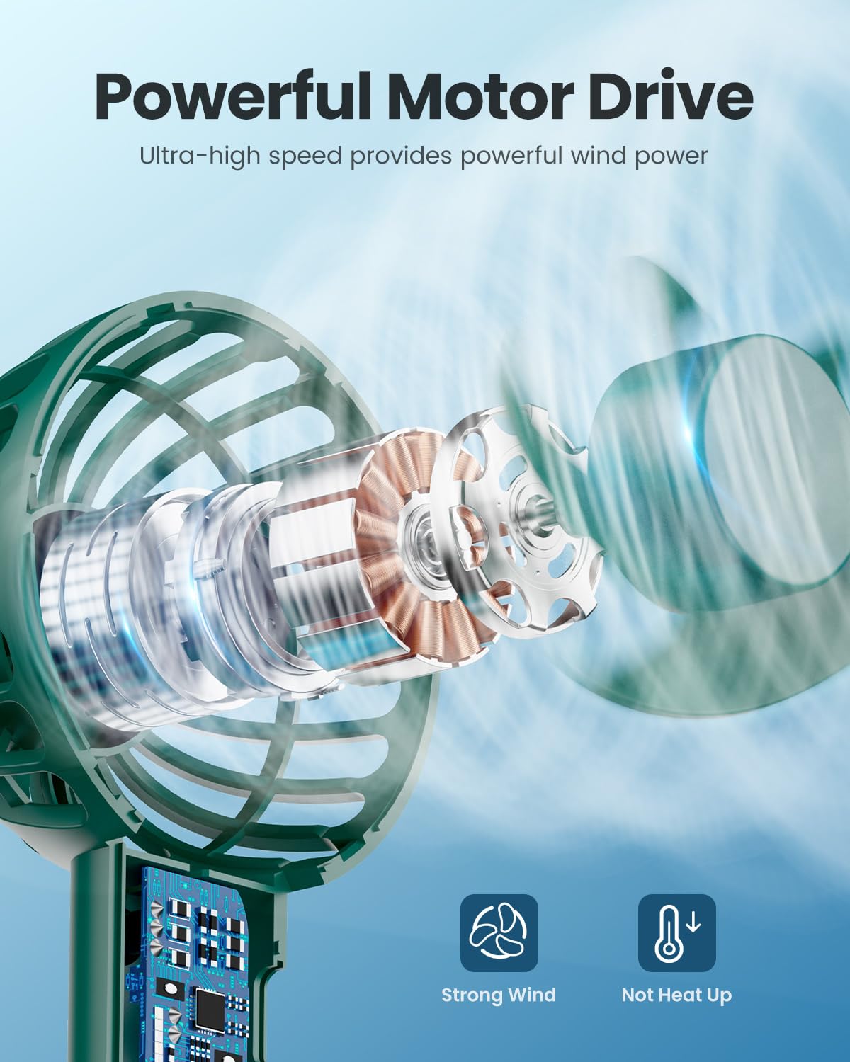 Foto 4 pulgar | Mini Ventilador Portátil Gaiatop Bp26 Recargable Verde Marino - Venta Internacional.
