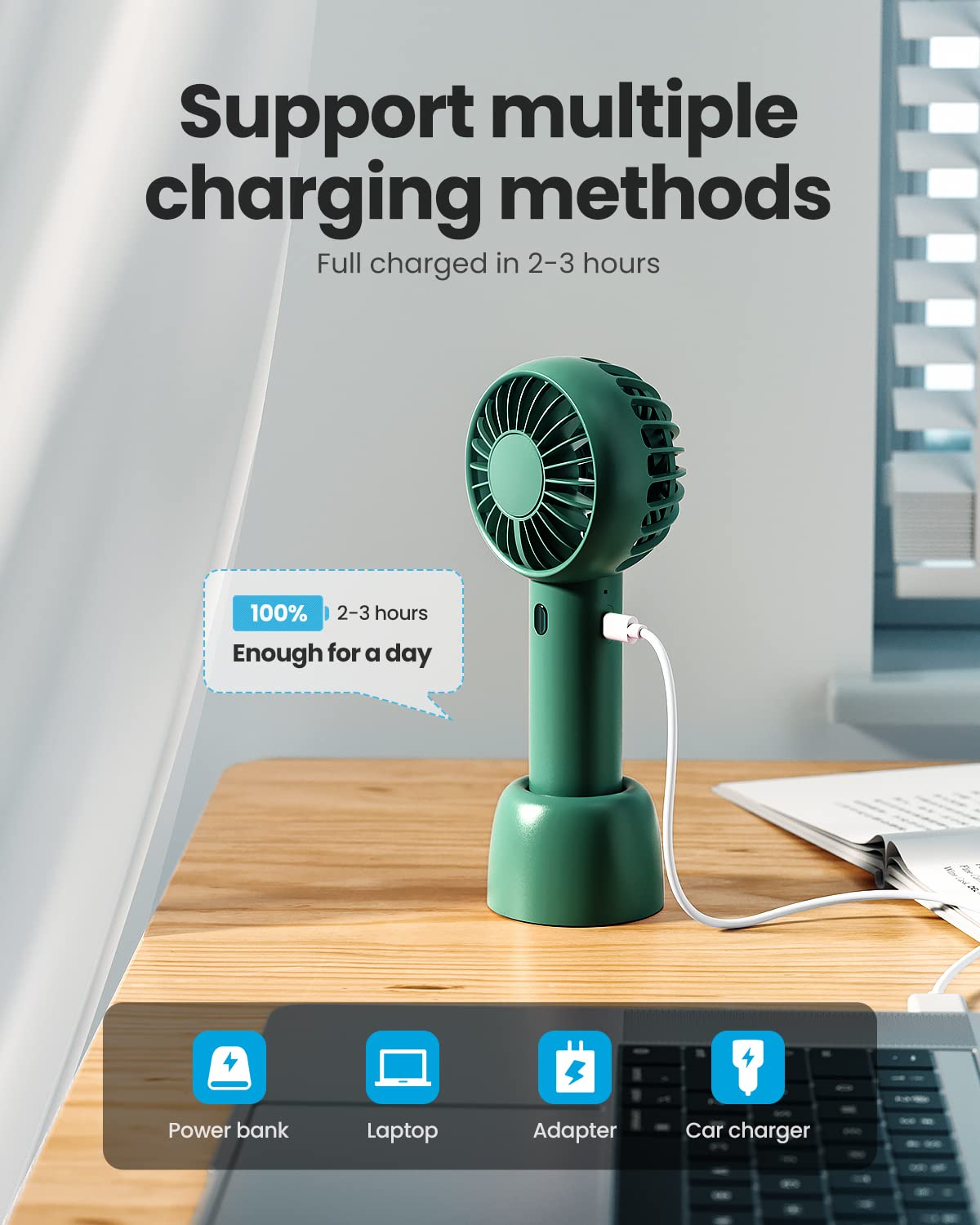 Foto 6 | Mini Ventilador Portátil Gaiatop Bp26 Recargable Verde Marino - Venta Internacional.