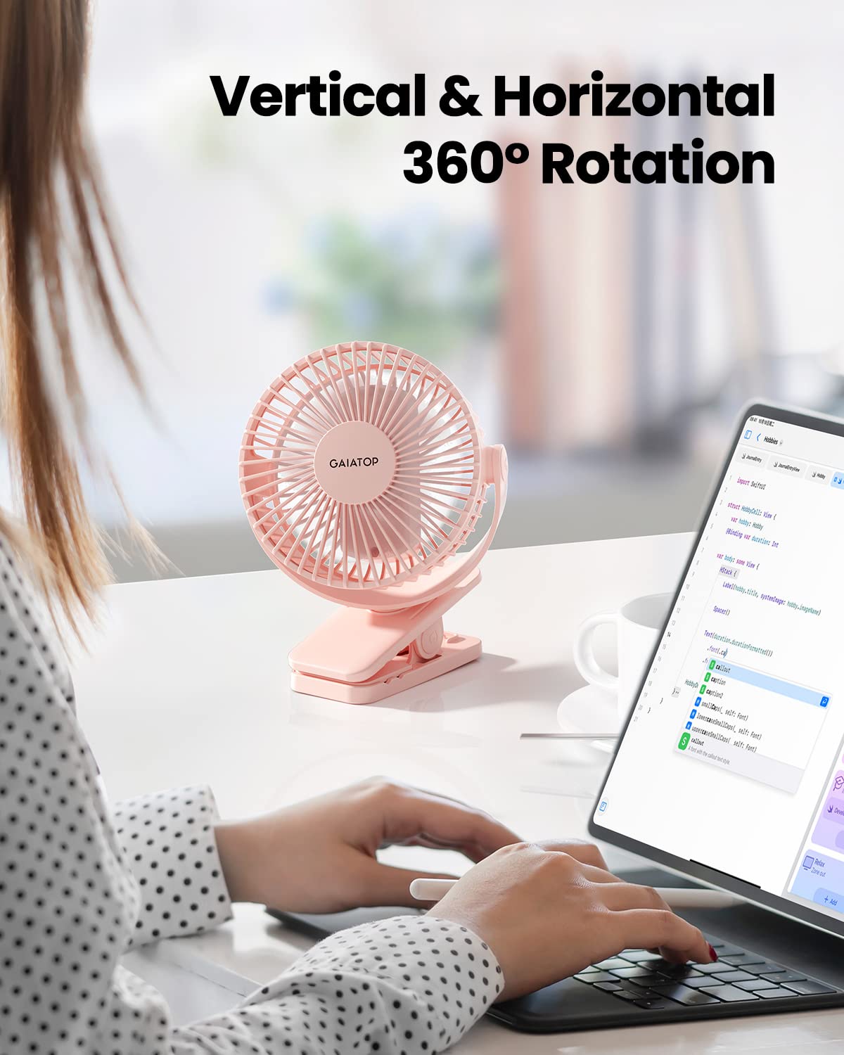 Foto 3 pulgar | Ventilador Portátil Con Clip Gaiatop Gaiatop, Funciona Con Pilas, Color Rosa - Venta Internacional.