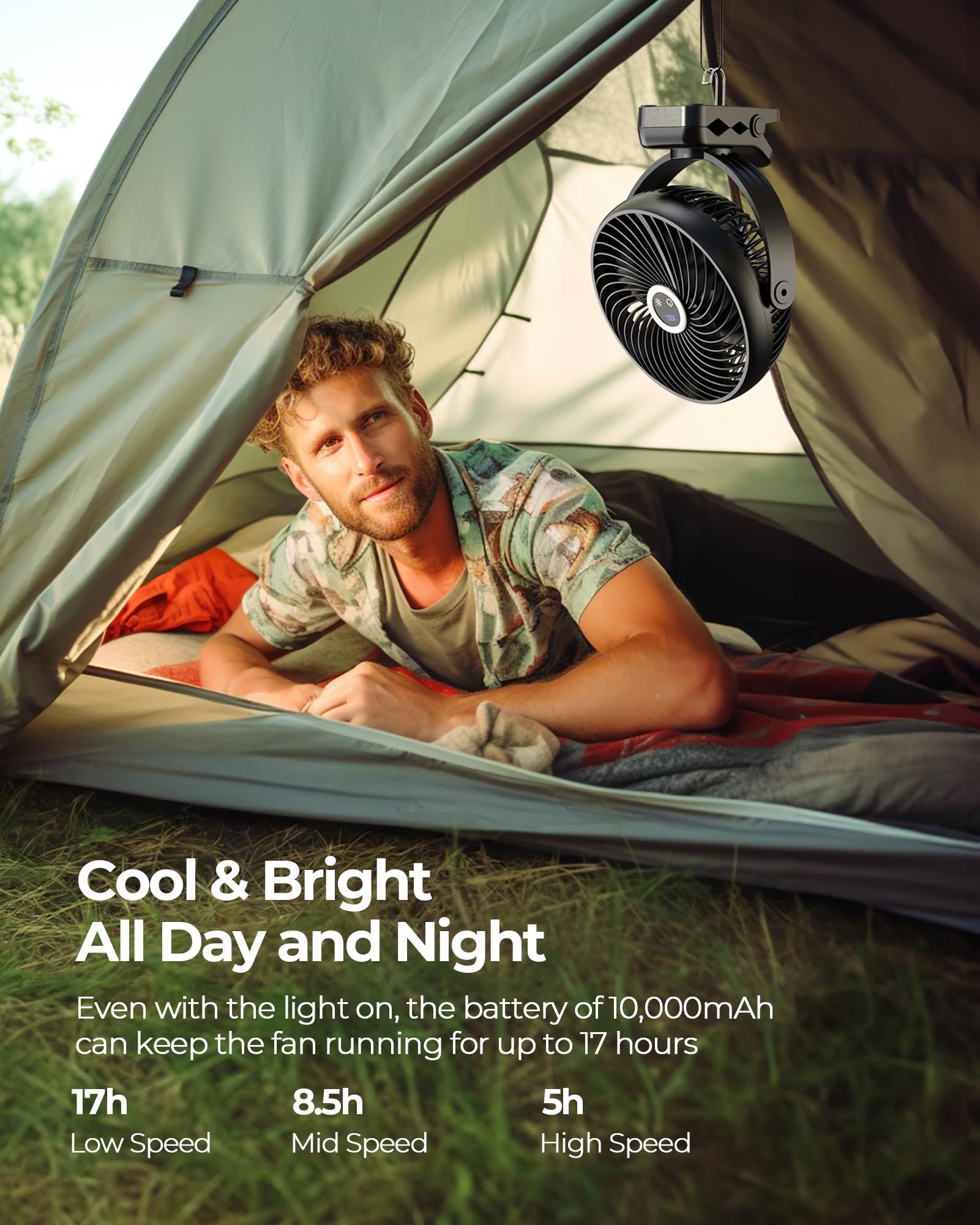 Foto 4 pulgar | Ventilador Portátil con Clip Koonie de 10000 mAh 8 Pulgadas con Linterna Led - Venta Internacional