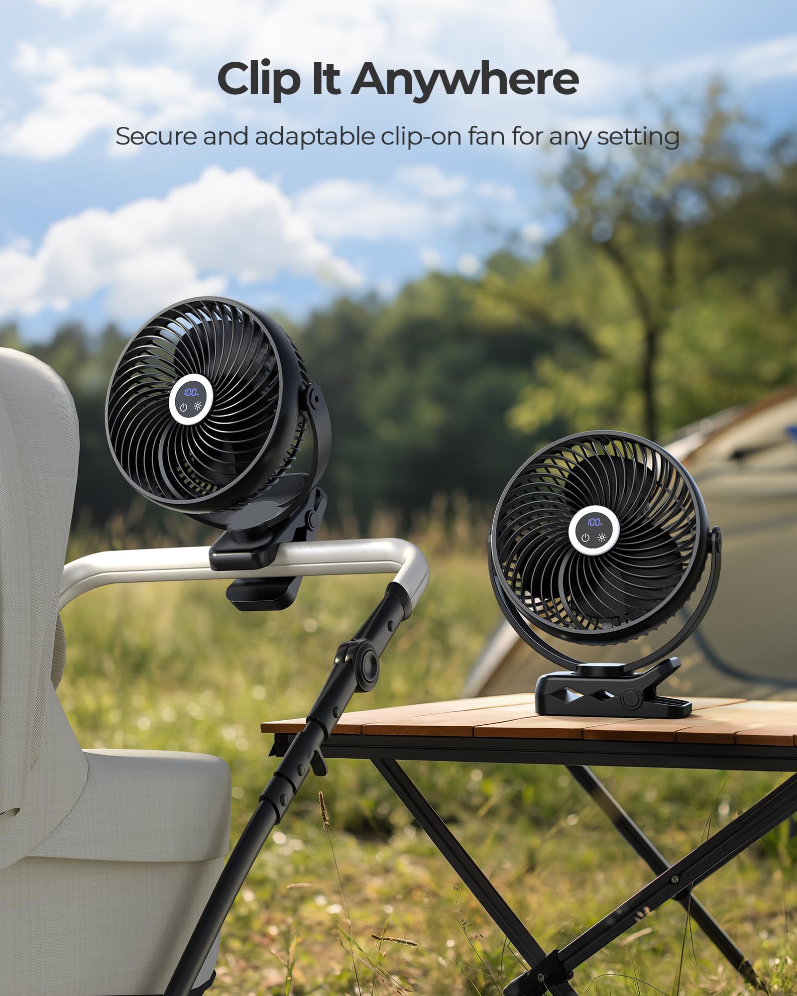Foto 5 | Ventilador Portátil con Clip Koonie de 10000 mAh 8 Pulgadas con Linterna Led - Venta Internacional