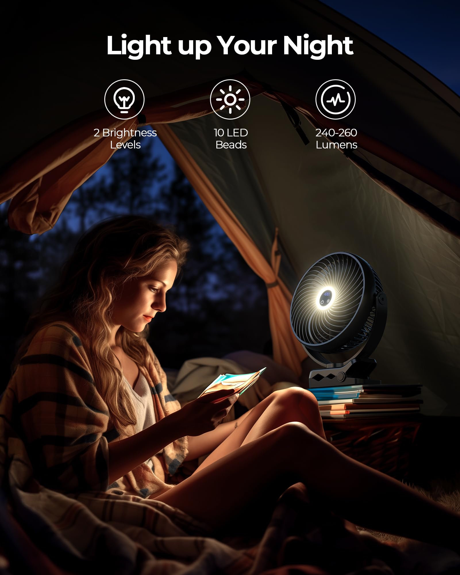 Foto 7 pulgar | Ventilador Portátil con Clip Koonie de 10000 mAh 8 Pulgadas con Linterna Led - Venta Internacional