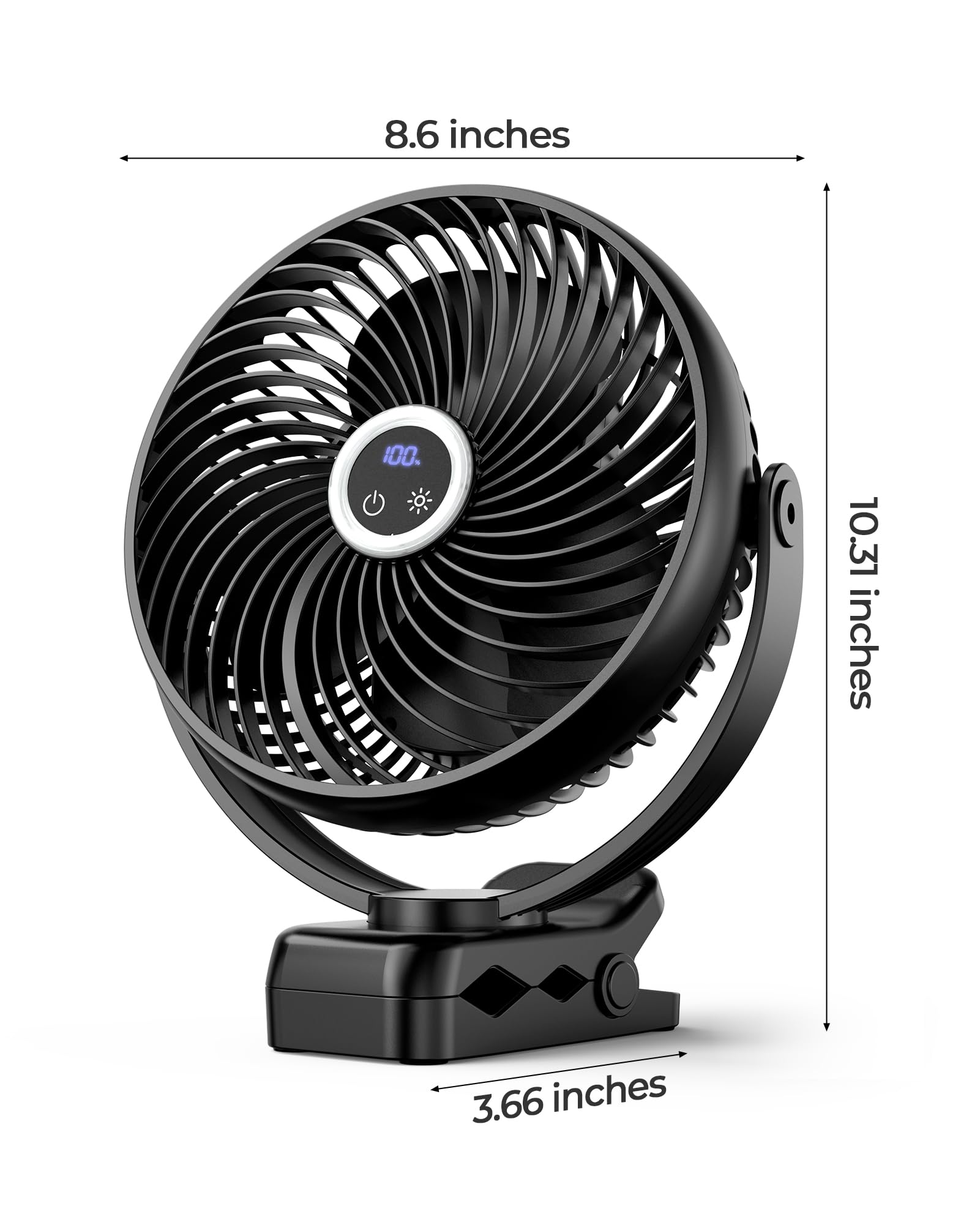 Foto 8 pulgar | Ventilador Portátil con Clip Koonie de 10000 mAh 8 Pulgadas con Linterna Led - Venta Internacional