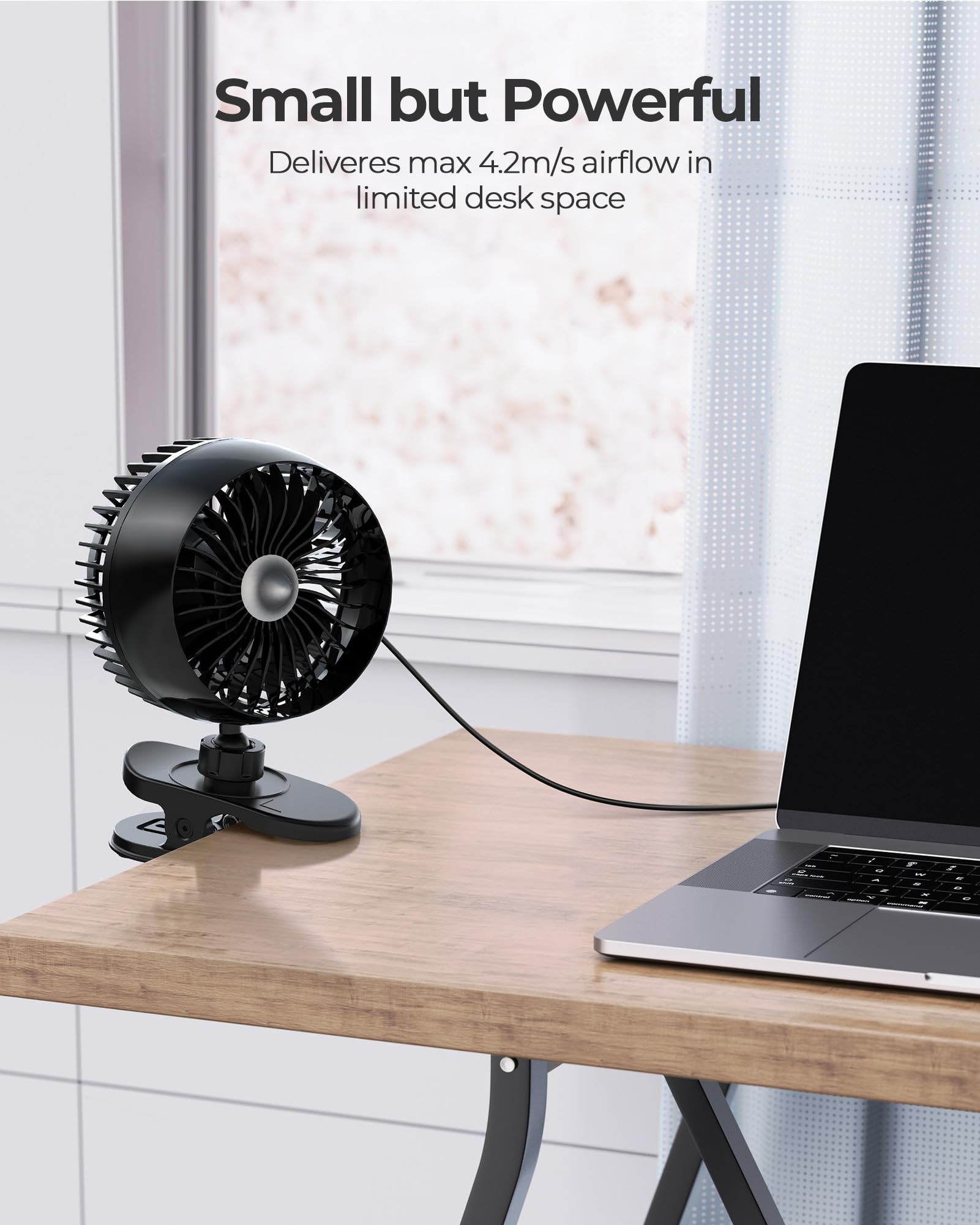 Foto 3 pulgar | Ventilador con Clip Koonie USB Strong Wind Ultrasilencioso Negro - Venta Internacional