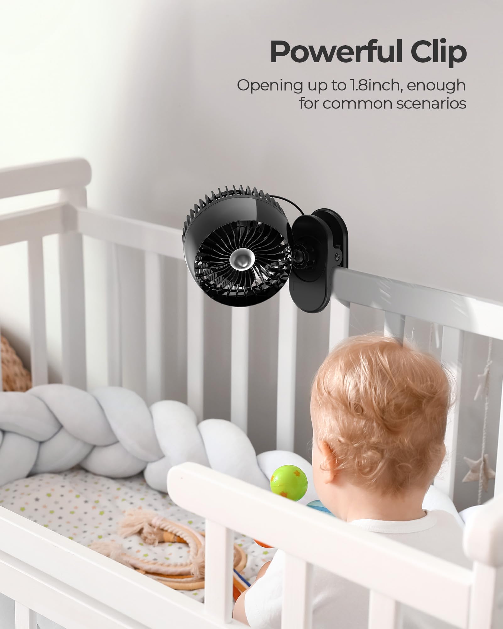 Foto 5 pulgar | Ventilador con Clip Koonie USB Strong Wind Ultrasilencioso Negro - Venta Internacional
