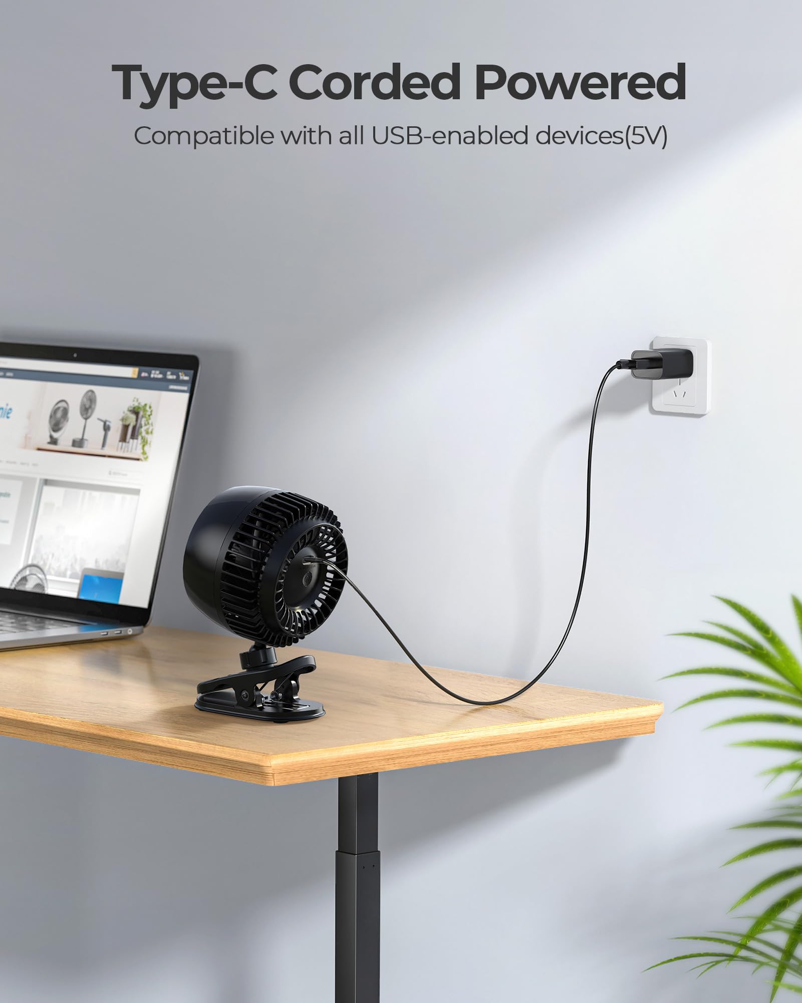 Foto 7 pulgar | Ventilador con Clip Koonie USB Strong Wind Ultrasilencioso Negro - Venta Internacional