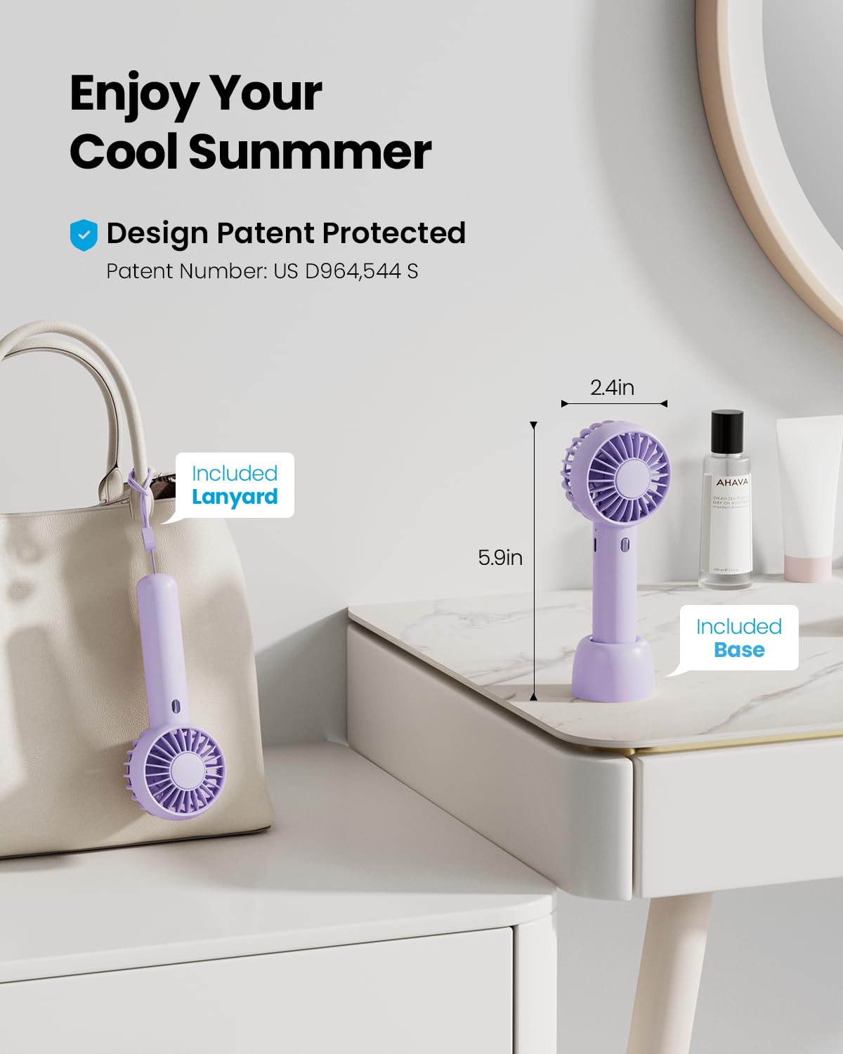 Foto 2 | Mini Ventilador Portátil Gaiatop Potente y Recargable con 3 Velocidades color Morado - Venta Internacional