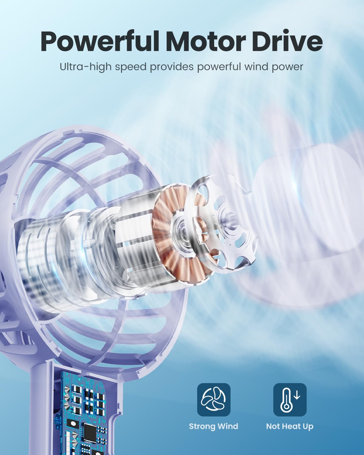 Foto 4 pulgar | Mini Ventilador Portátil Gaiatop Potente y Recargable con 3 Velocidades color Morado - Venta Internacional
