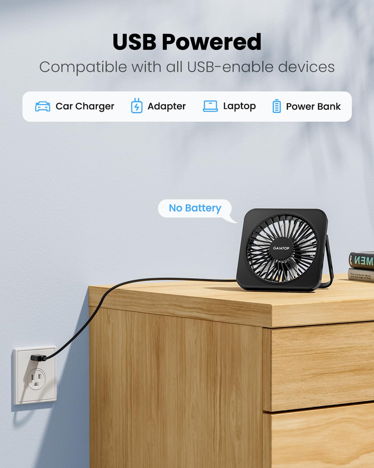 Foto 3 pulgar | Ventilador de Escritorio Gaiatop Usb de 5 Pulgadas 3 Velocidades Inclinación 180° Plegable - Venta Internacional