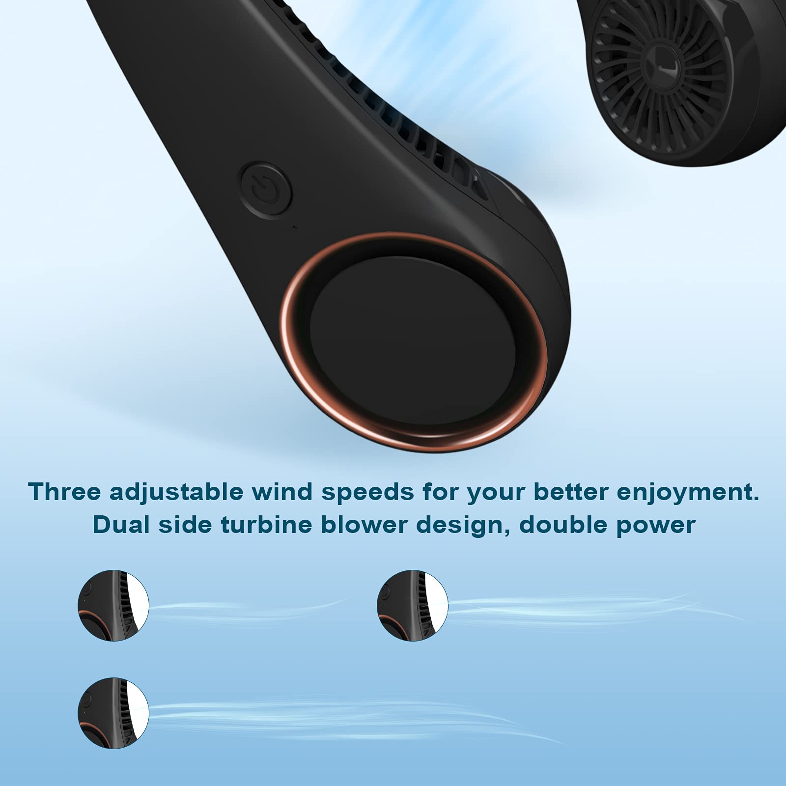 Foto 3 | Ventilador de Cuello Civpower Portátil Recargable Negro - Venta Internacional