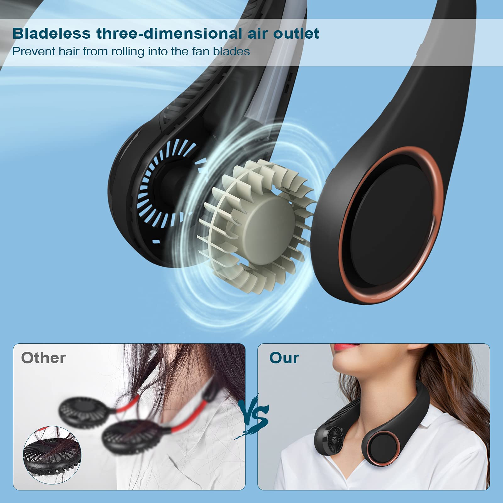 Foto 6 pulgar | Ventilador de Cuello Civpower Portátil Recargable Negro - Venta Internacional