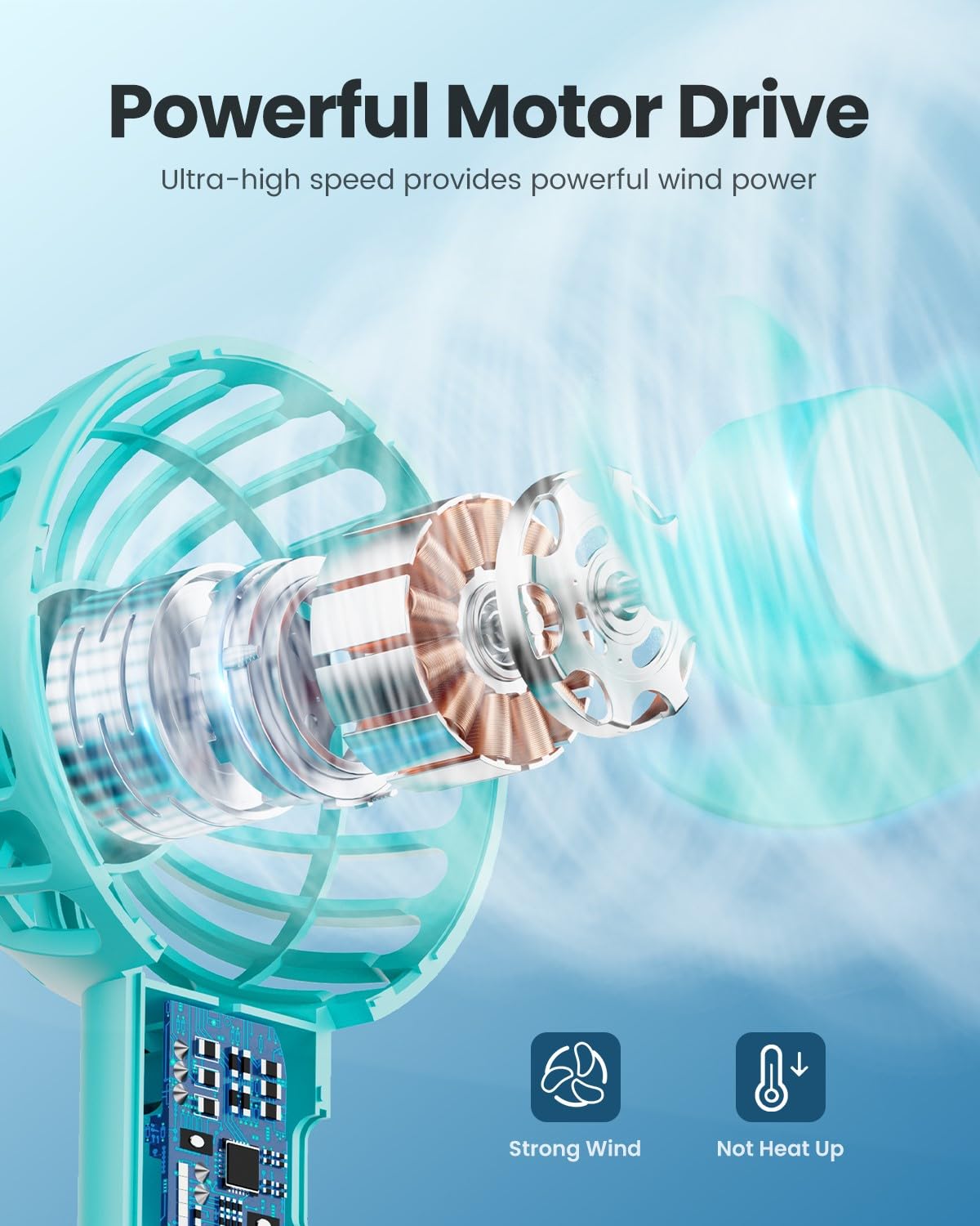 Foto 4 pulgar | Ventilador Portátil Gaiatop Bp26 De 3 Velocidades Recargable Por Usb - Venta Internacional