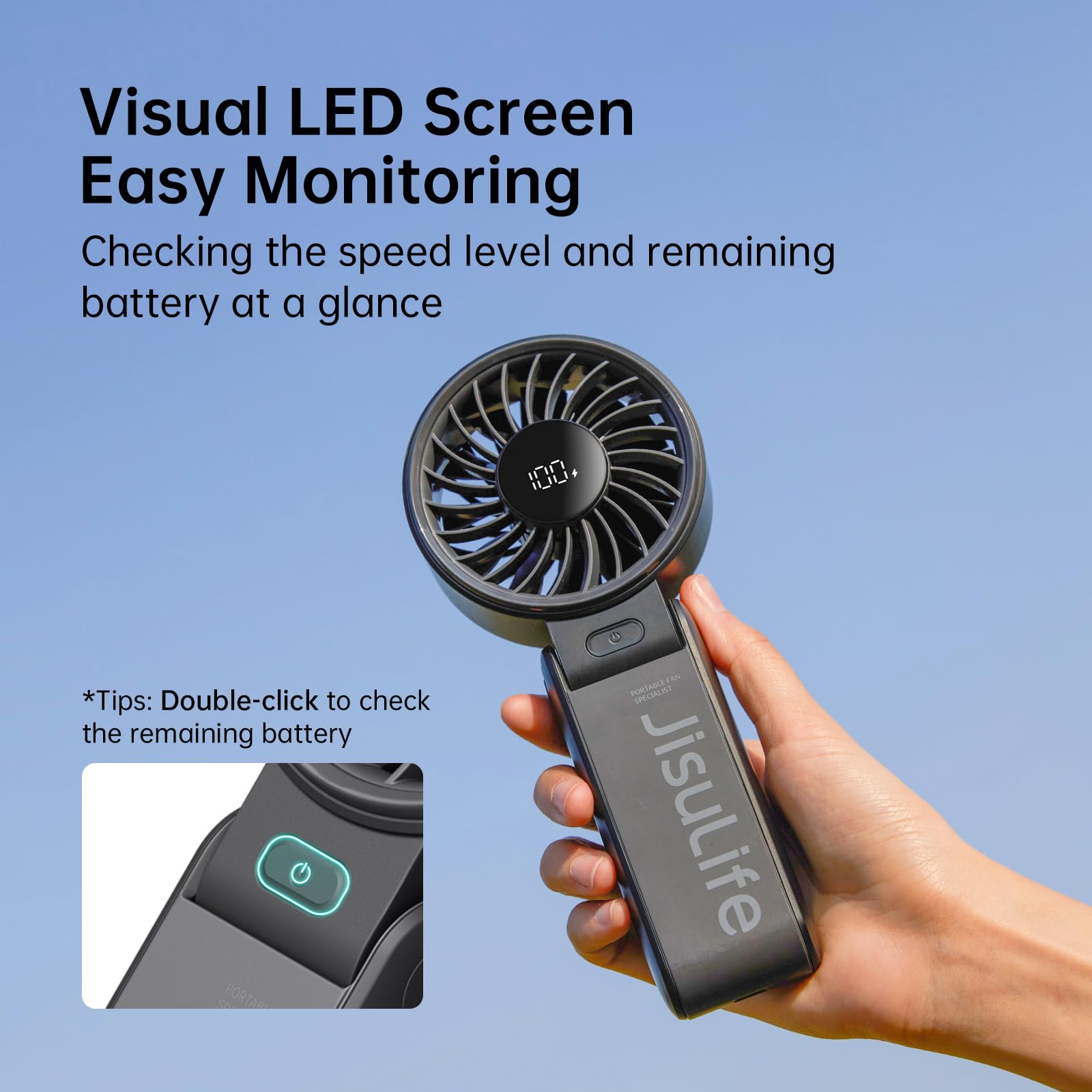 Foto 5 pulgar | Ventilador Portátil Jisulife Life7 2024 Con Pantalla Led 5000 Mah Negro - Venta Internacional.