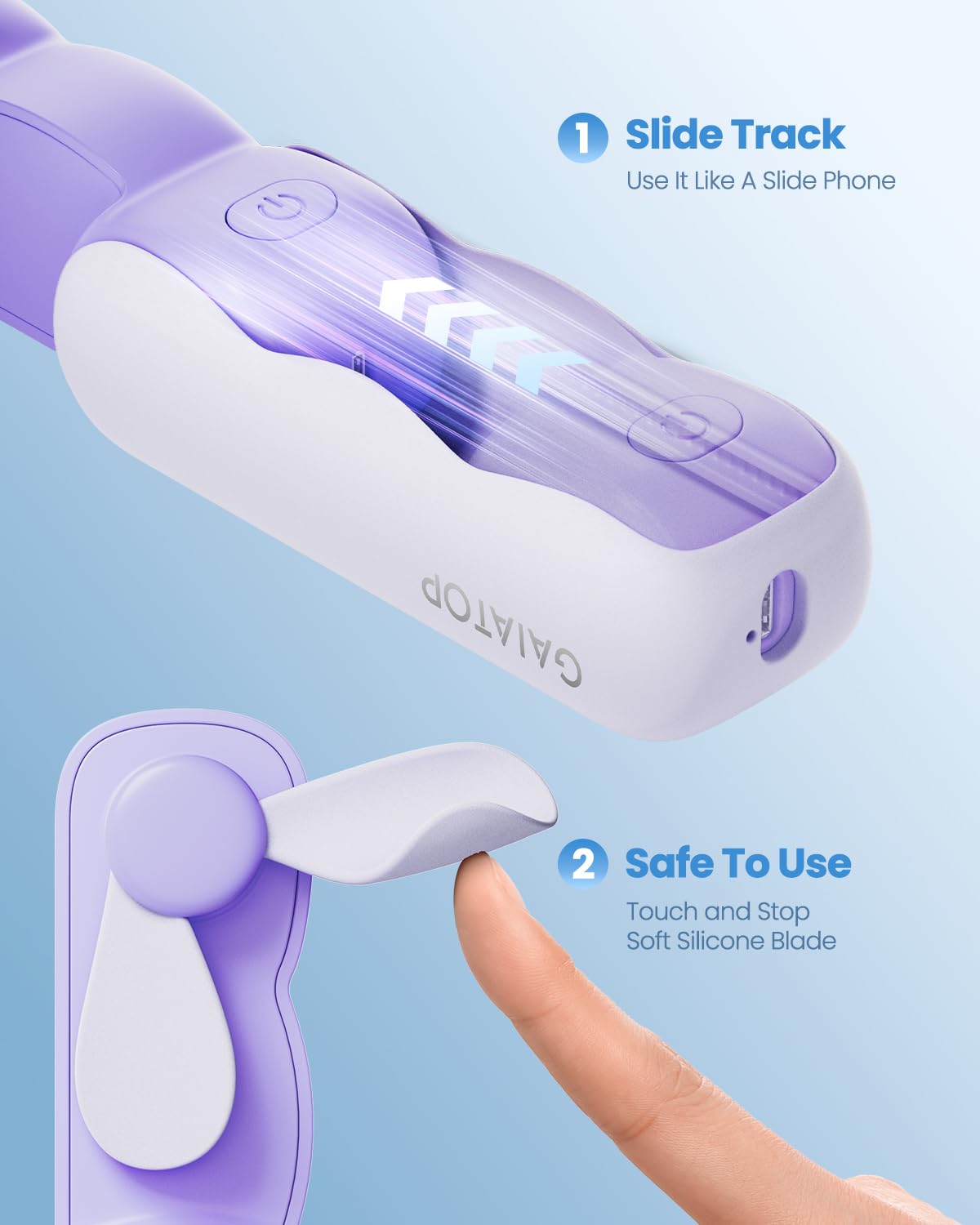 Foto 7 pulgar | Ventilador De Mano Gaiatop Cute Clouds Mini Slide 3 Speed Purple - Venta Internacional.