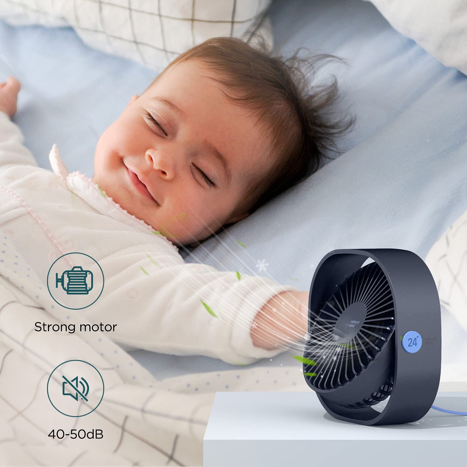 Foto 6 pulgar | Ventilador de Escritorio Easyacc USB 3 Velocidades Giratorio 360° - Venta Internacional