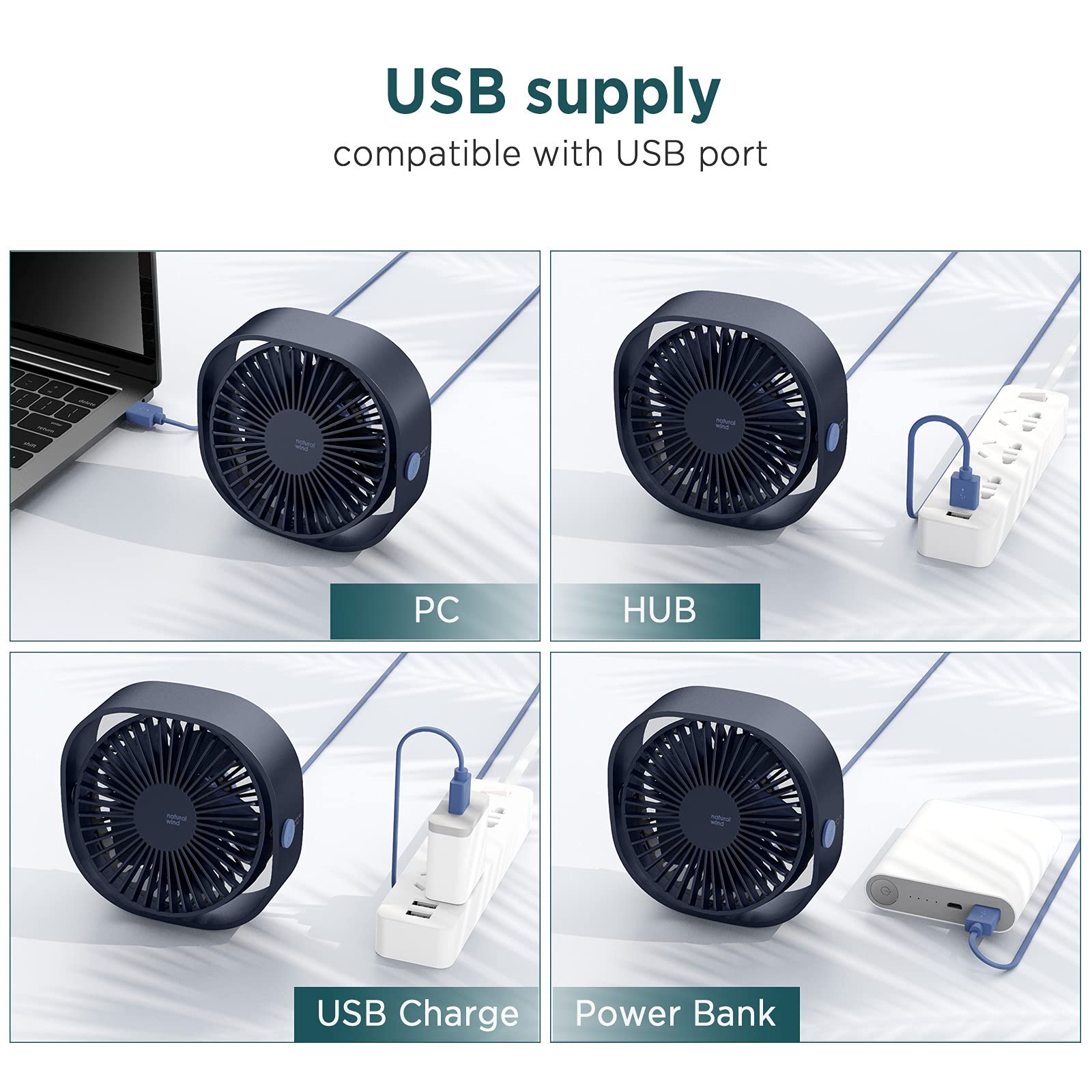 Foto 7 pulgar | Ventilador de Escritorio Easyacc USB 3 Velocidades Giratorio 360° - Venta Internacional