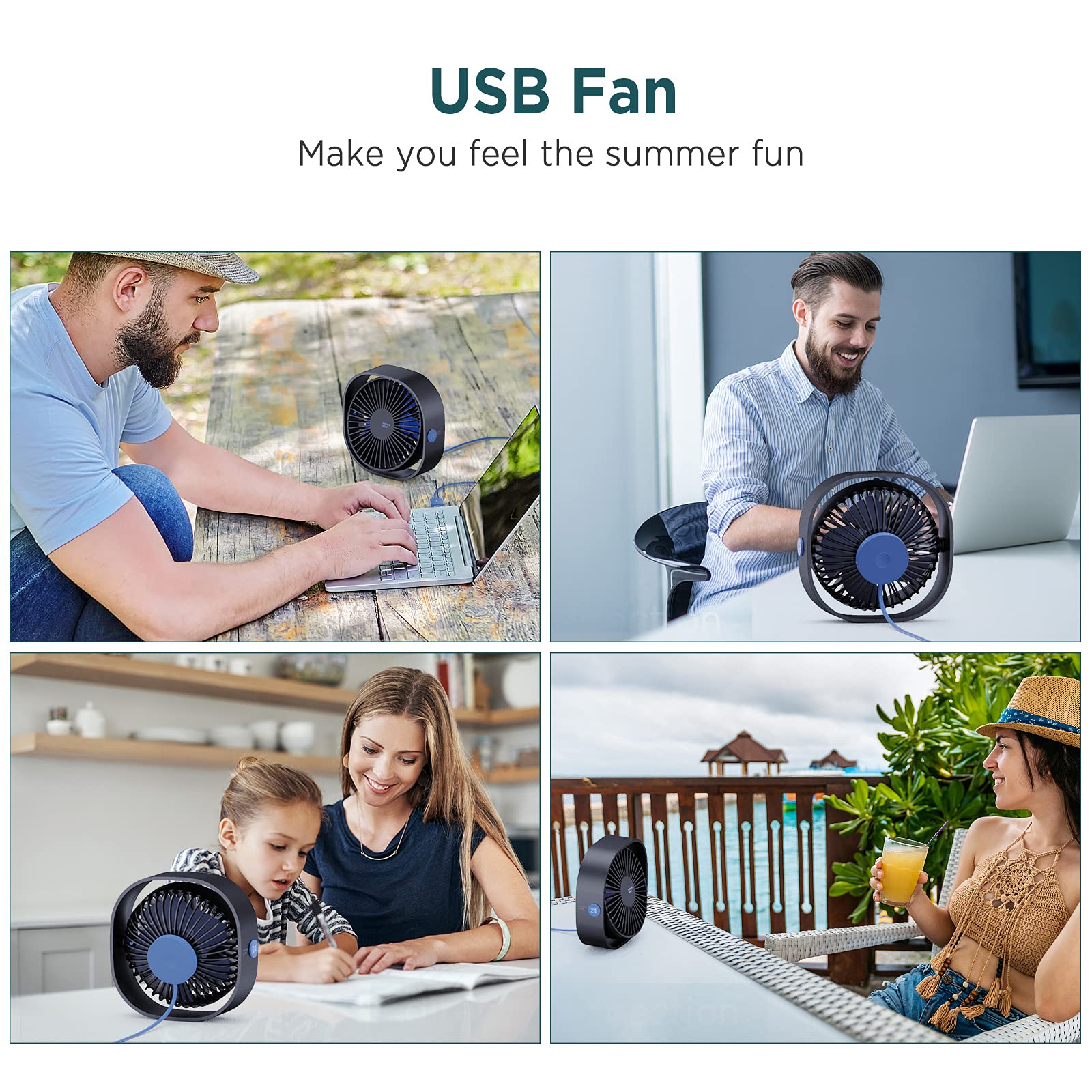 Foto 8 pulgar | Ventilador de Escritorio Easyacc USB 3 Velocidades Giratorio 360° - Venta Internacional