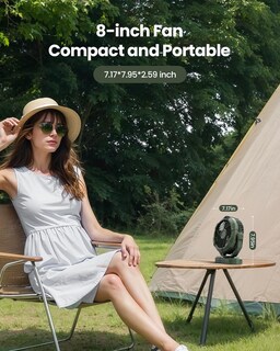 Foto 7 | Ventilador Portátil para Acampar Gaiatop de 8 Pulgadas con Linterna LED de 4000 mAh - Venta Internacional