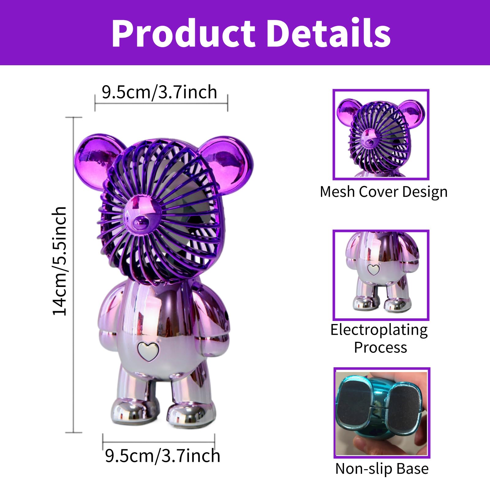 Foto 6 pulgar | Miniventilador Portátil Generic Bear, Portátil, Recargable Por Usb - Venta Internacional.