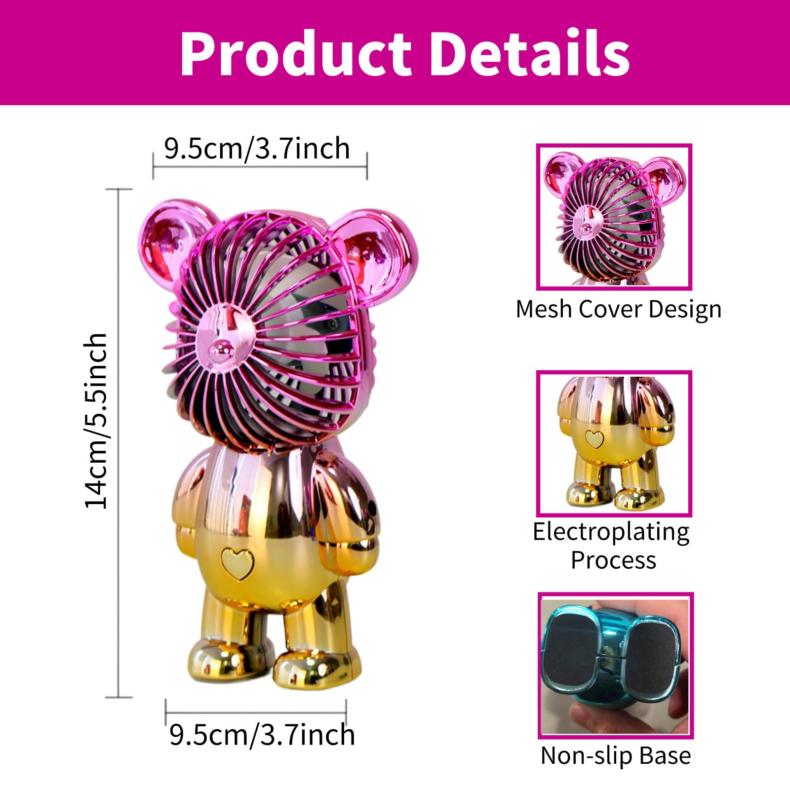 Foto 7 pulgar | Miniventilador Portátil Generic Bear, Portátil, Recargable Por Usb - Venta Internacional.