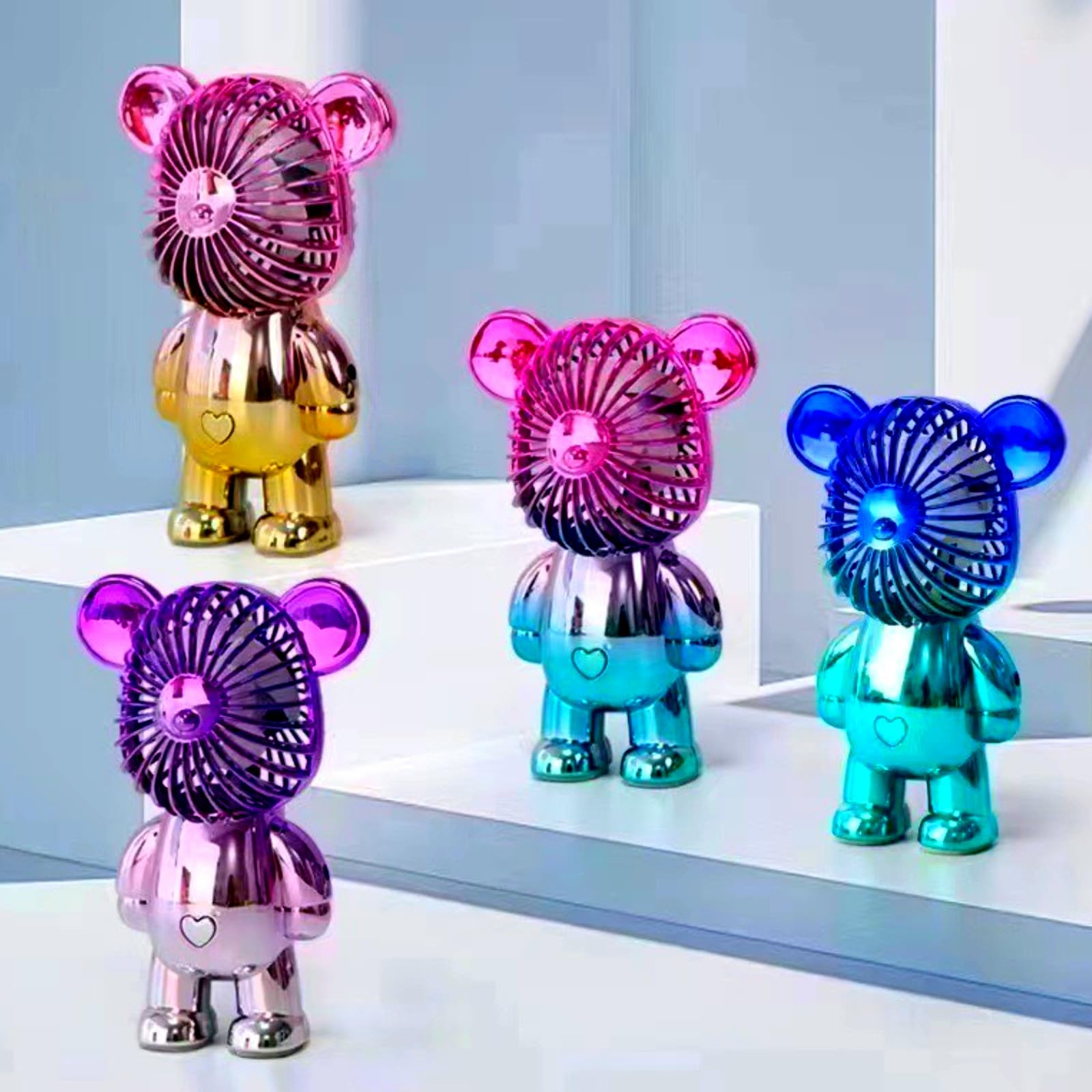 Foto 8 pulgar | Miniventilador Portátil Generic Bear, Portátil, Recargable Por Usb, Rosa - Venta Internacional.