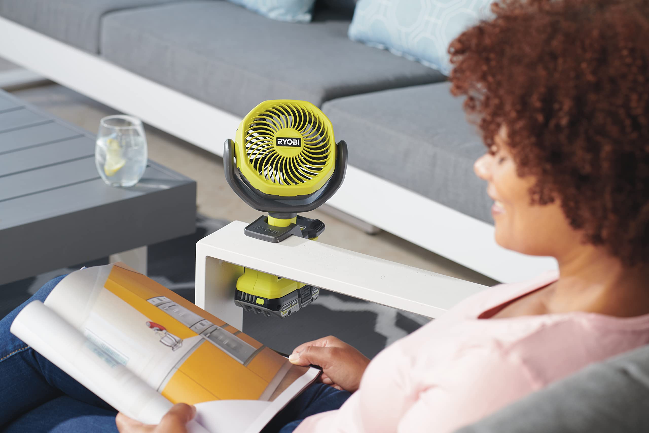 Foto 3 pulgar | Ventilador Ryobi Rcf18-0 One+ Inalámbrico De 18 V Con Pinza De 10 Cm, Hiperverde - Venta Internacional.