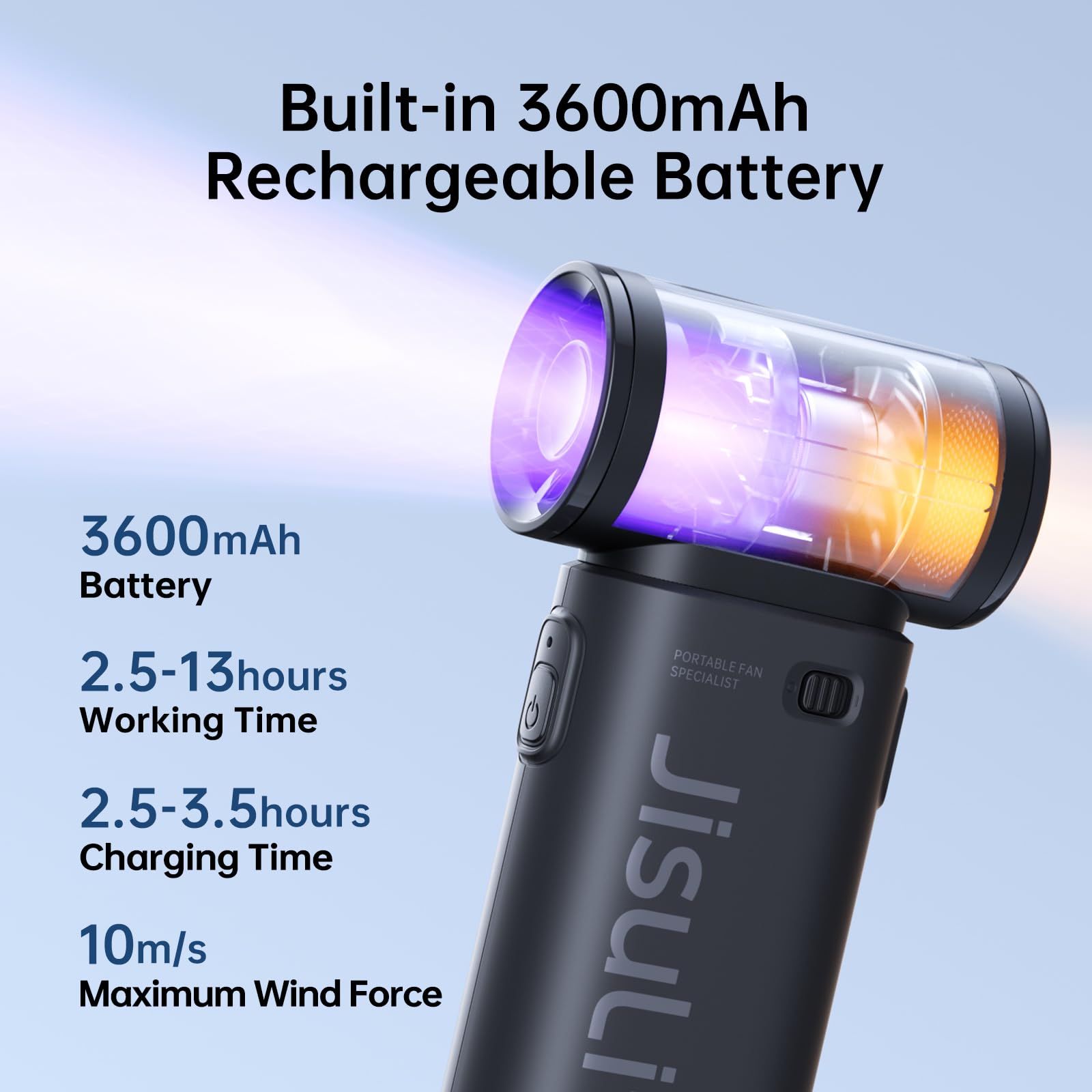 Foto 3 pulgar | Turboventilador Portátil Jisulife Portátil Recargable Por Usb 3600 Mah - Venta Internacional.