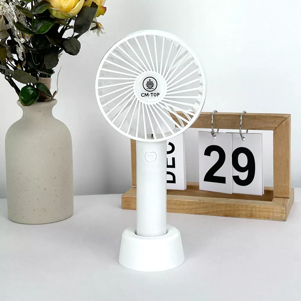 Foto 1 | Ventilador Mini Portátil Recargable Usb Con Base Y Mano Para Viajar Oficina Estudiar En Casa Color Blanco