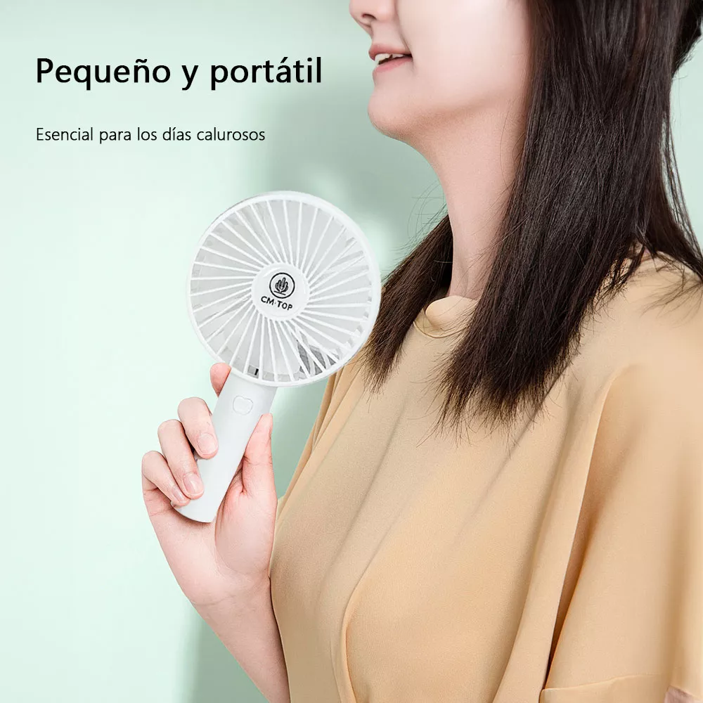 Foto 4 pulgar | Ventilador Mini Portátil Recargable Usb Con Base Y Mano Para Viajar Oficina Estudiar En Casa Color Blanco