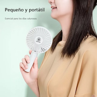 Foto 3 | Ventilador Mini Portátil Recargable Usb Con Base Y Mano Para Viajar Oficina Estudiar En Casa Color Blanco