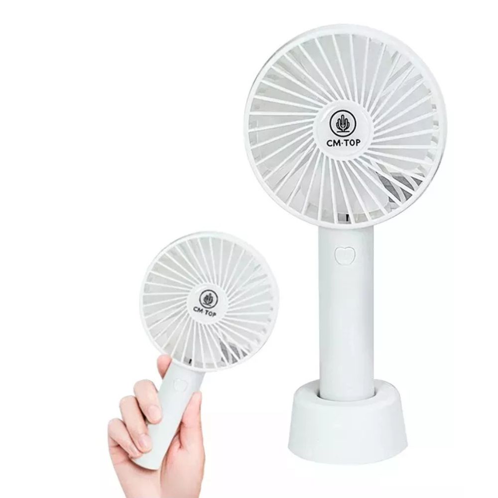 Foto 5 pulgar | Ventilador Mini Portátil Recargable Usb Con Base Y Mano Para Viajar Oficina Estudiar En Casa Color Blanco