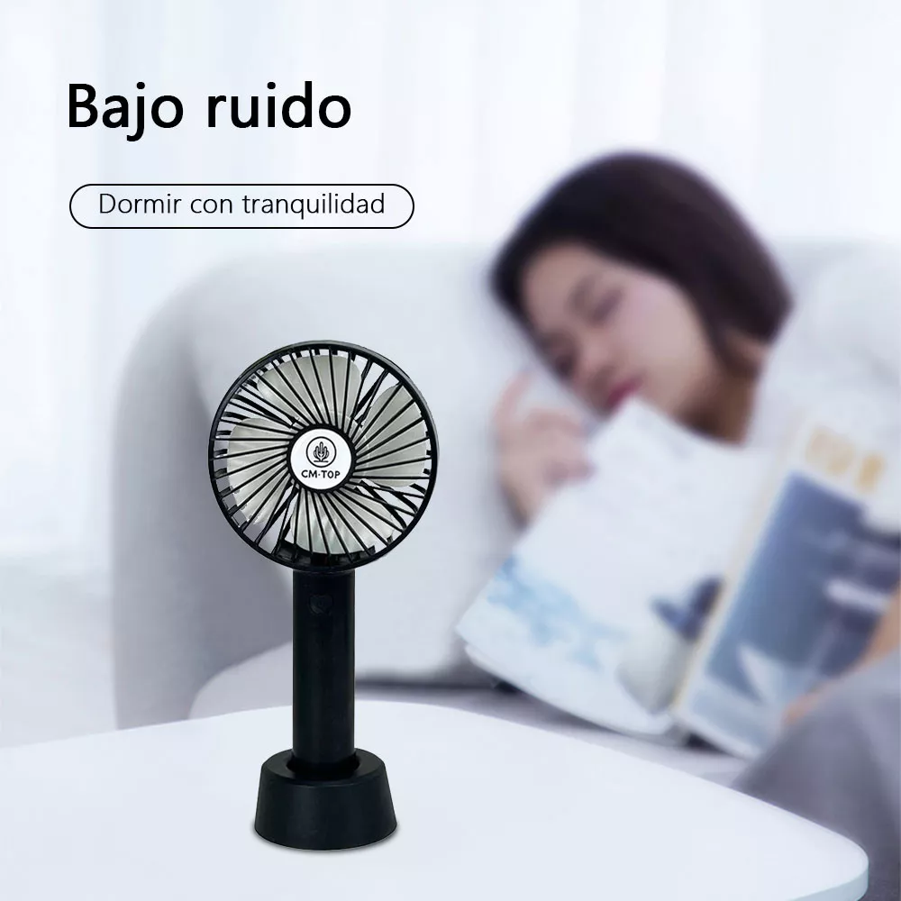 Foto 5 pulgar | Mini Ventilador De Mano Portátil Recargable 3 Velocidades Con Base Y Mano Color Negro