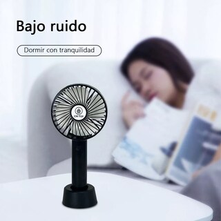 Foto 4 | Mini Ventilador De Mano Portátil Recargable 3 Velocidades Con Base Y Mano Color Negro