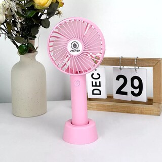 Foto 1 | Mini Ventilador De Mano Portátil Recargable 3 Velocidades Con Base Y Mano Color Rosa