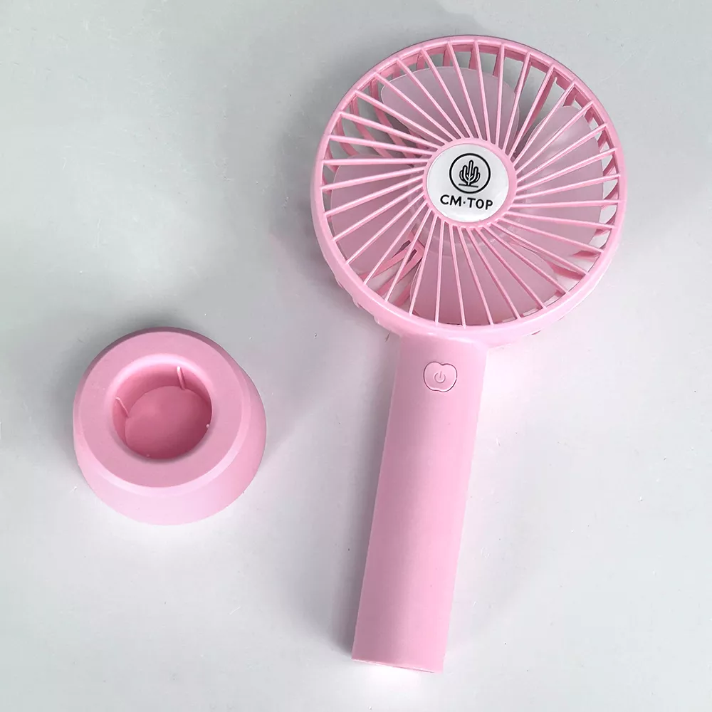 Foto 3 pulgar | Mini Ventilador De Mano Portátil Recargable 3 Velocidades Con Base Y Mano Color Rosa