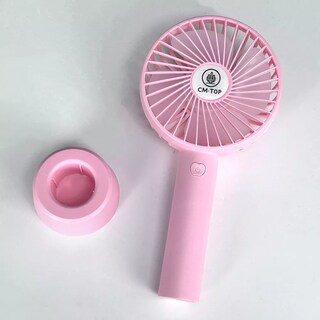 Foto 2 | Mini Ventilador De Mano Portátil Recargable 3 Velocidades Con Base Y Mano Color Rosa