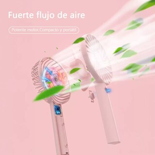 Foto 3 | Mini Ventilador De Mano Portátil Recargable 3 Velocidades Con Base Y Mano Color Rosa