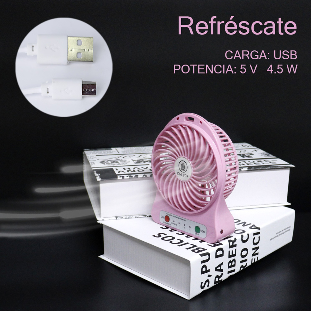 Foto 3 pulgar | Mini Ventilador De Mano Rosa